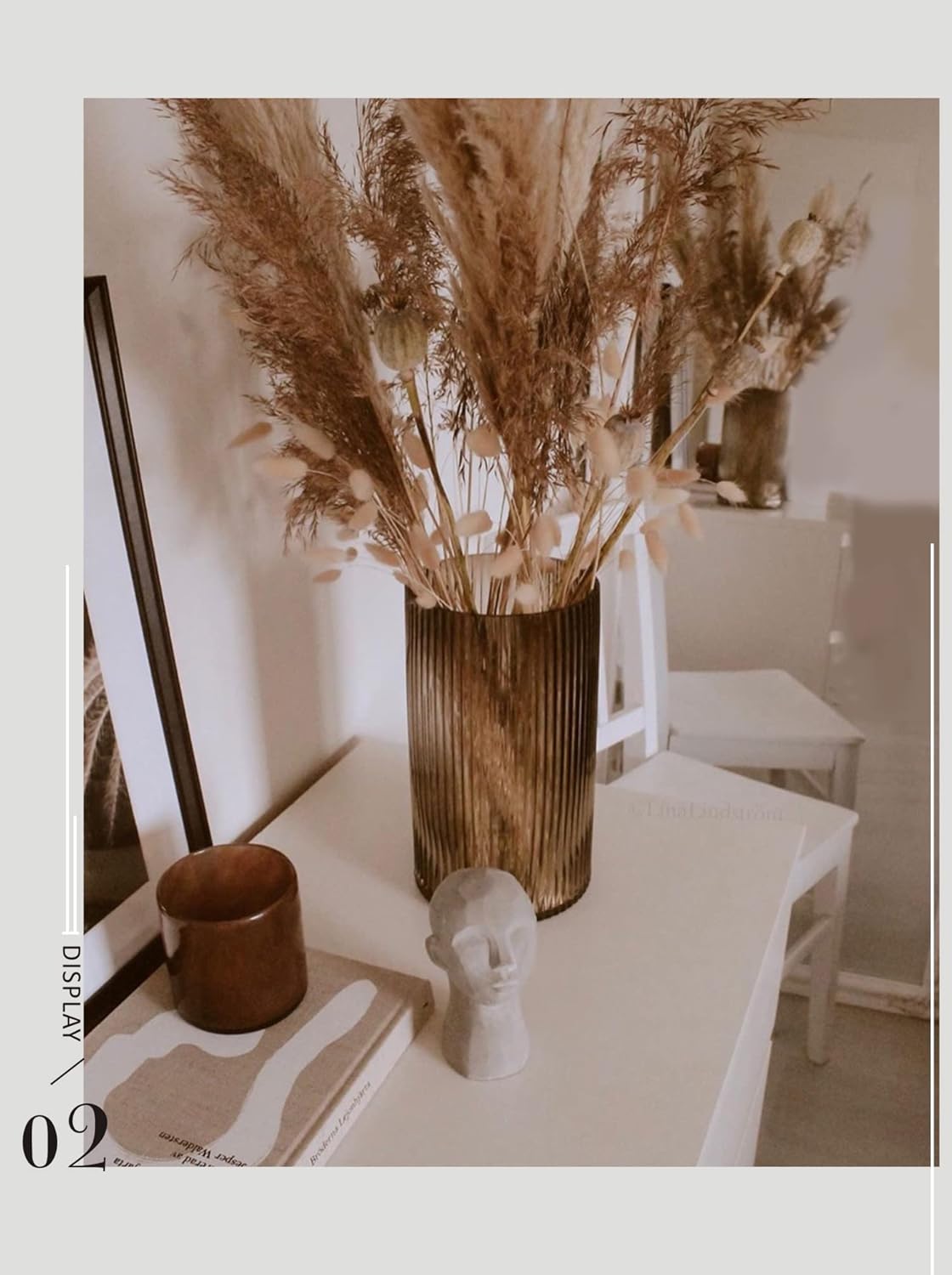 11 Inch Glass Vase with Vertical Striped Design