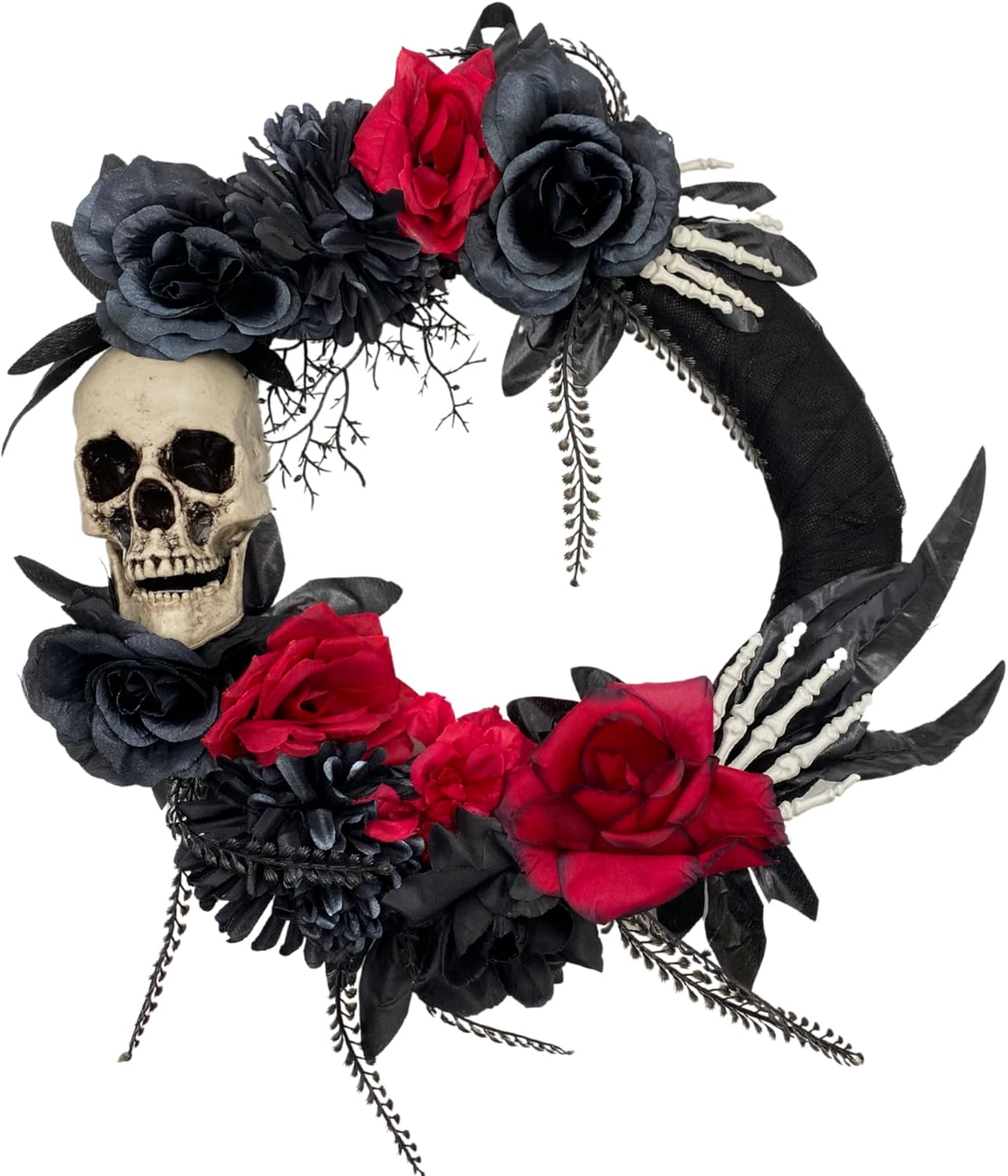 Needzo Halloween Skeleton Wreath Front Door 18 Inch