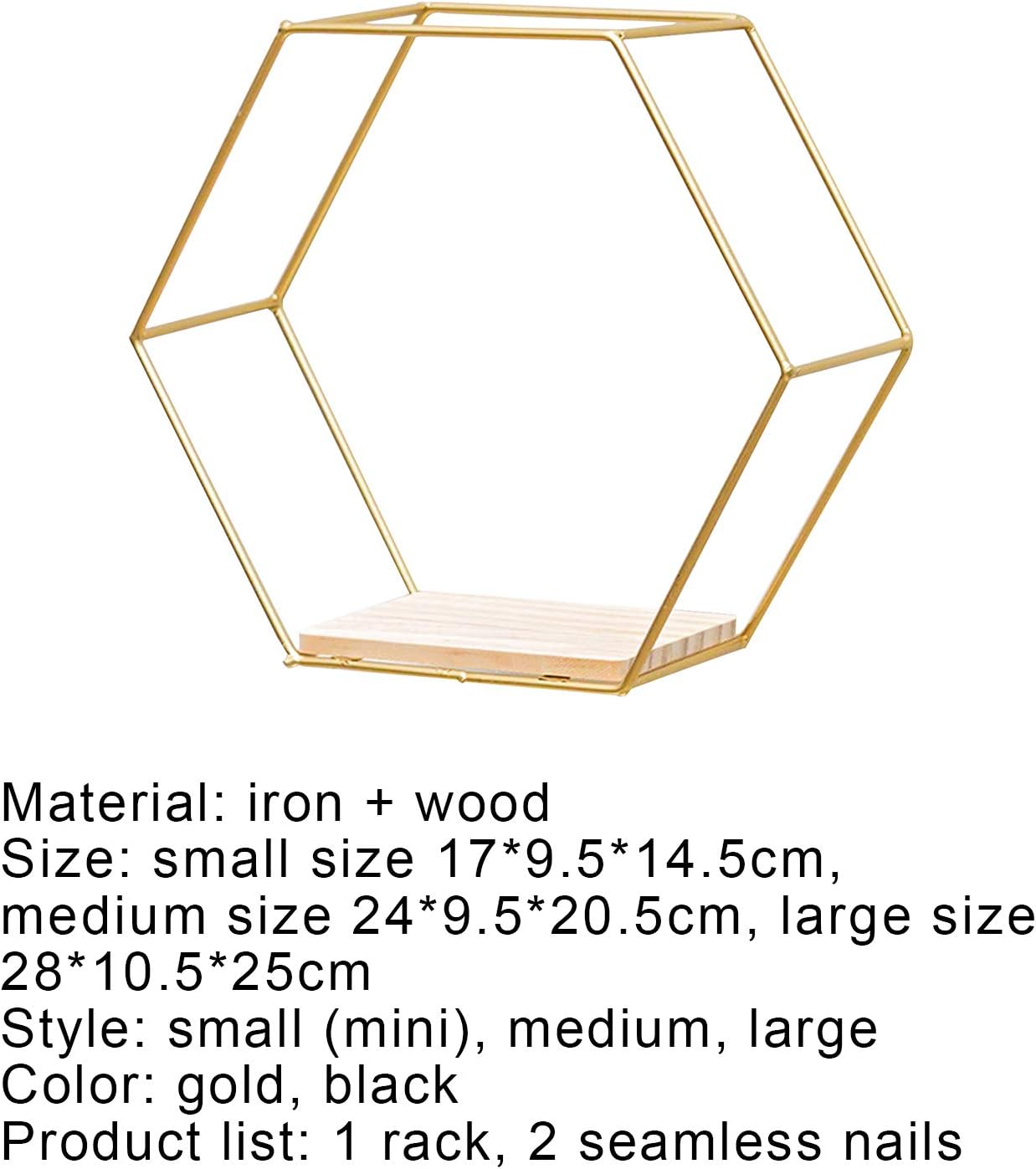 Goodilest Hexagon Floating Wall Shelf with Iron Frame