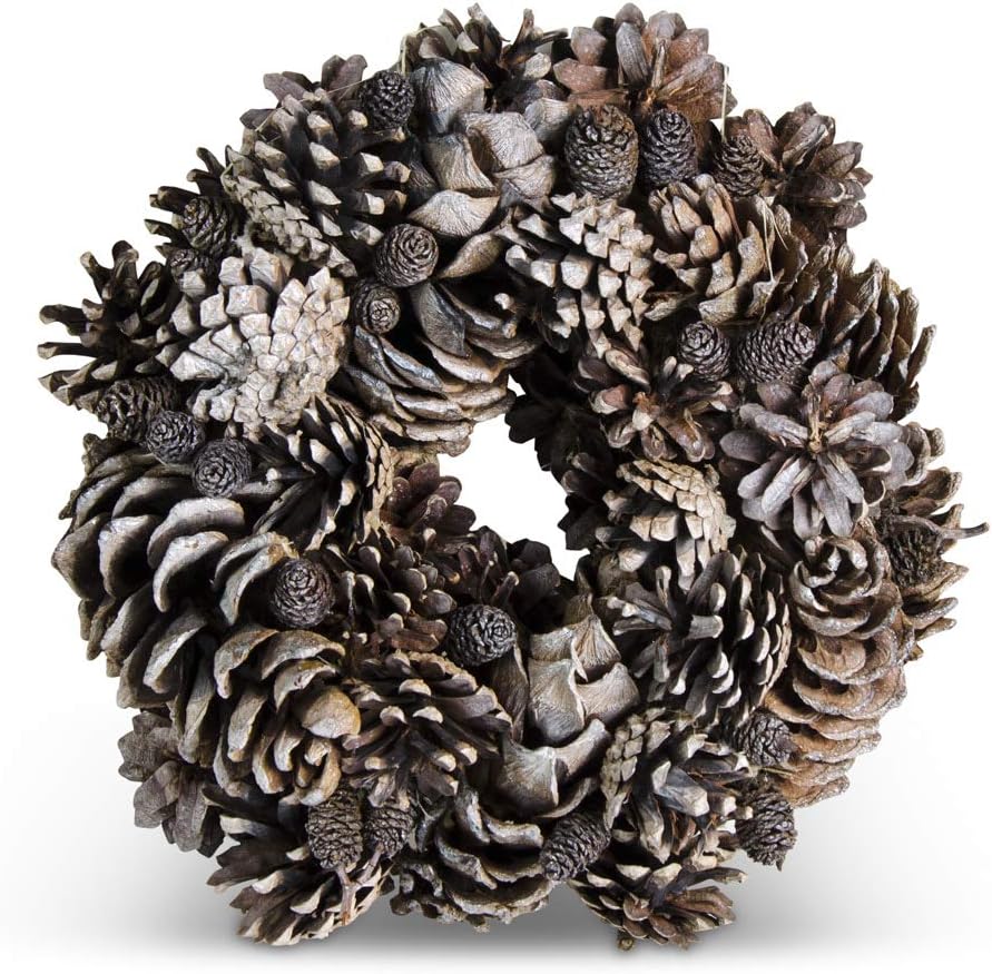 KK Interiors 10 Inch Gray Wash Pinecone Wreath