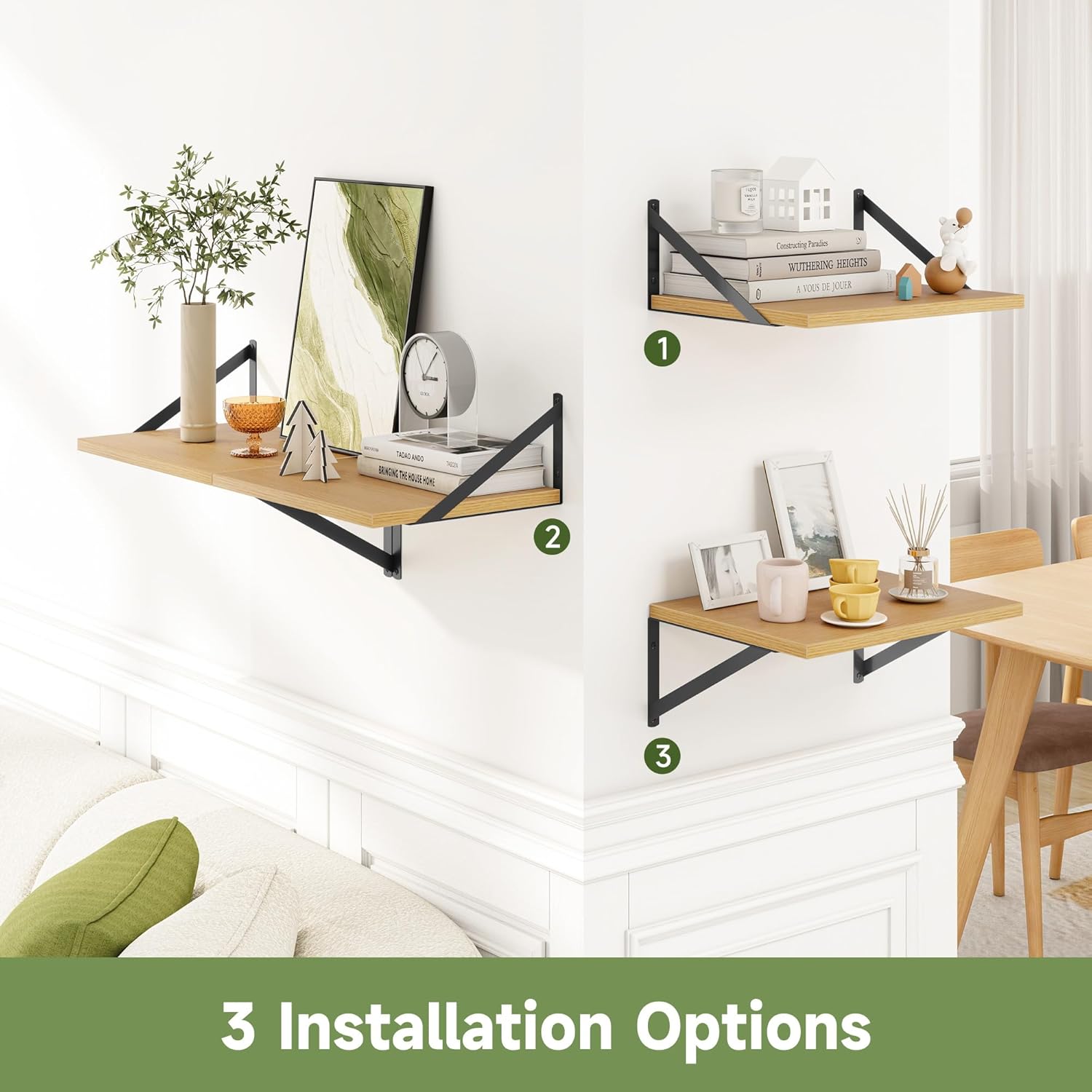 Heimlove 12 Inch Deep Floating Shelves Set of 4