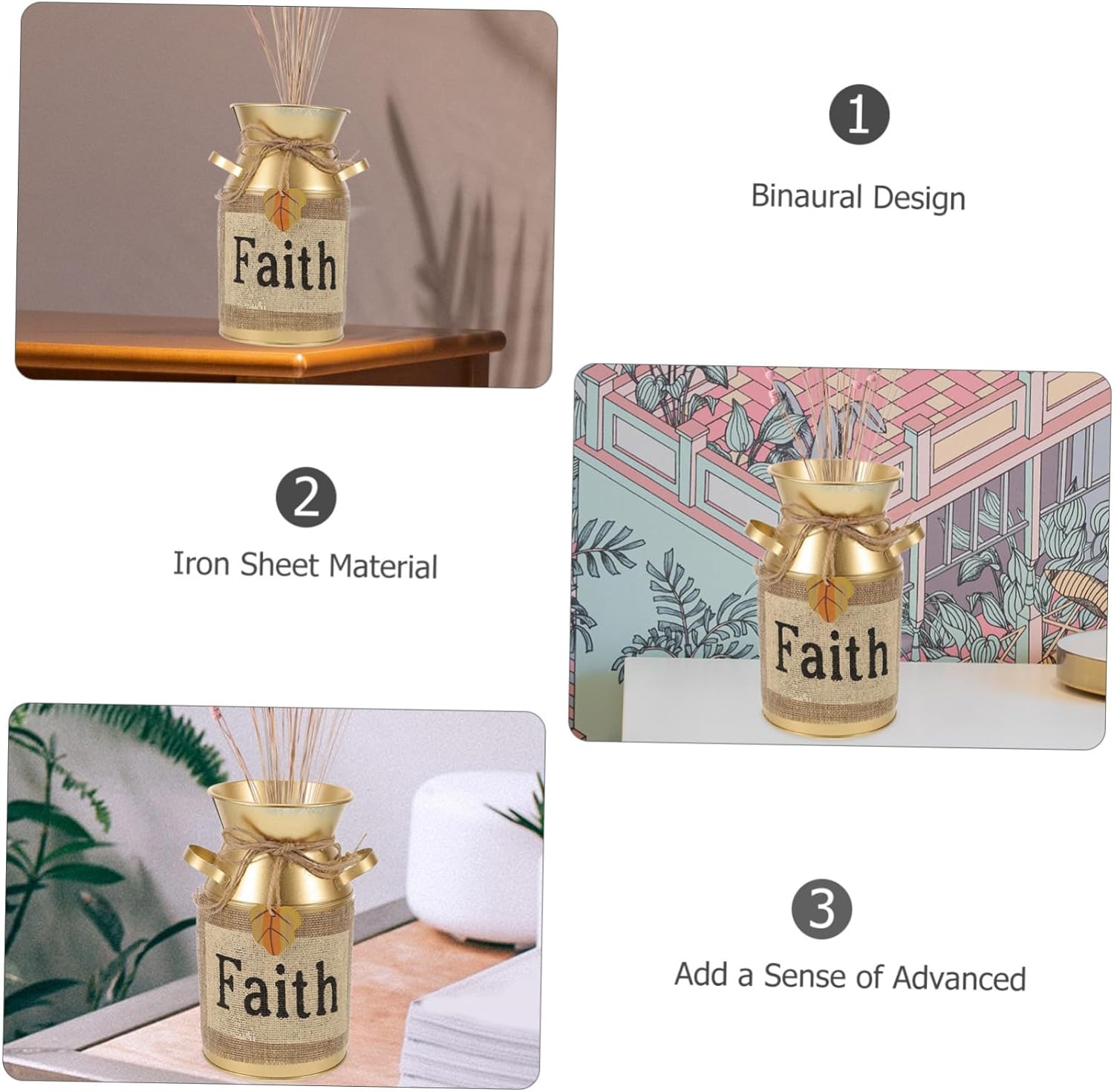 KESYOO Vintage Metal Flower Vase Rustic Decor