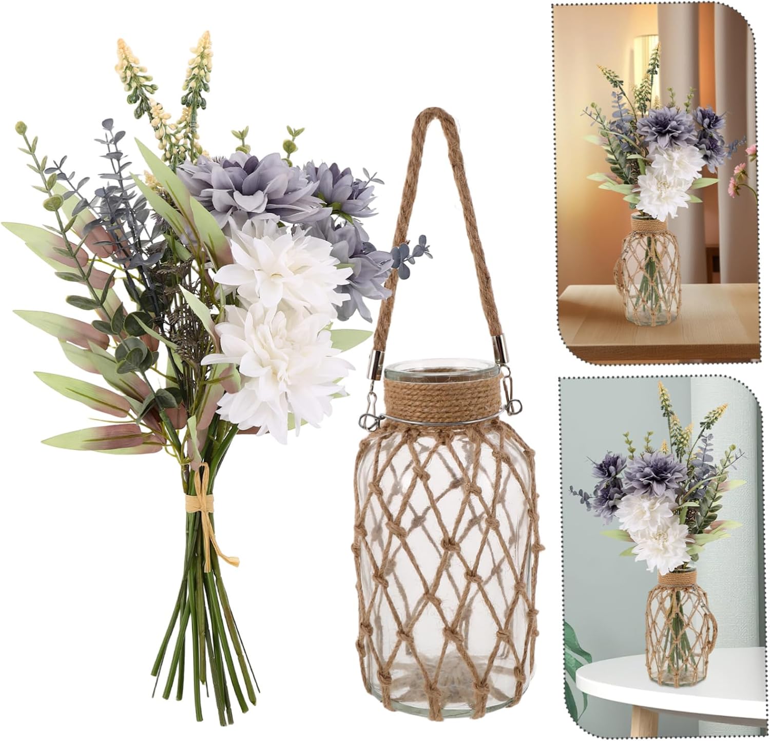 Modern Minimalist Transparent Glass Vase with Dried Flowers