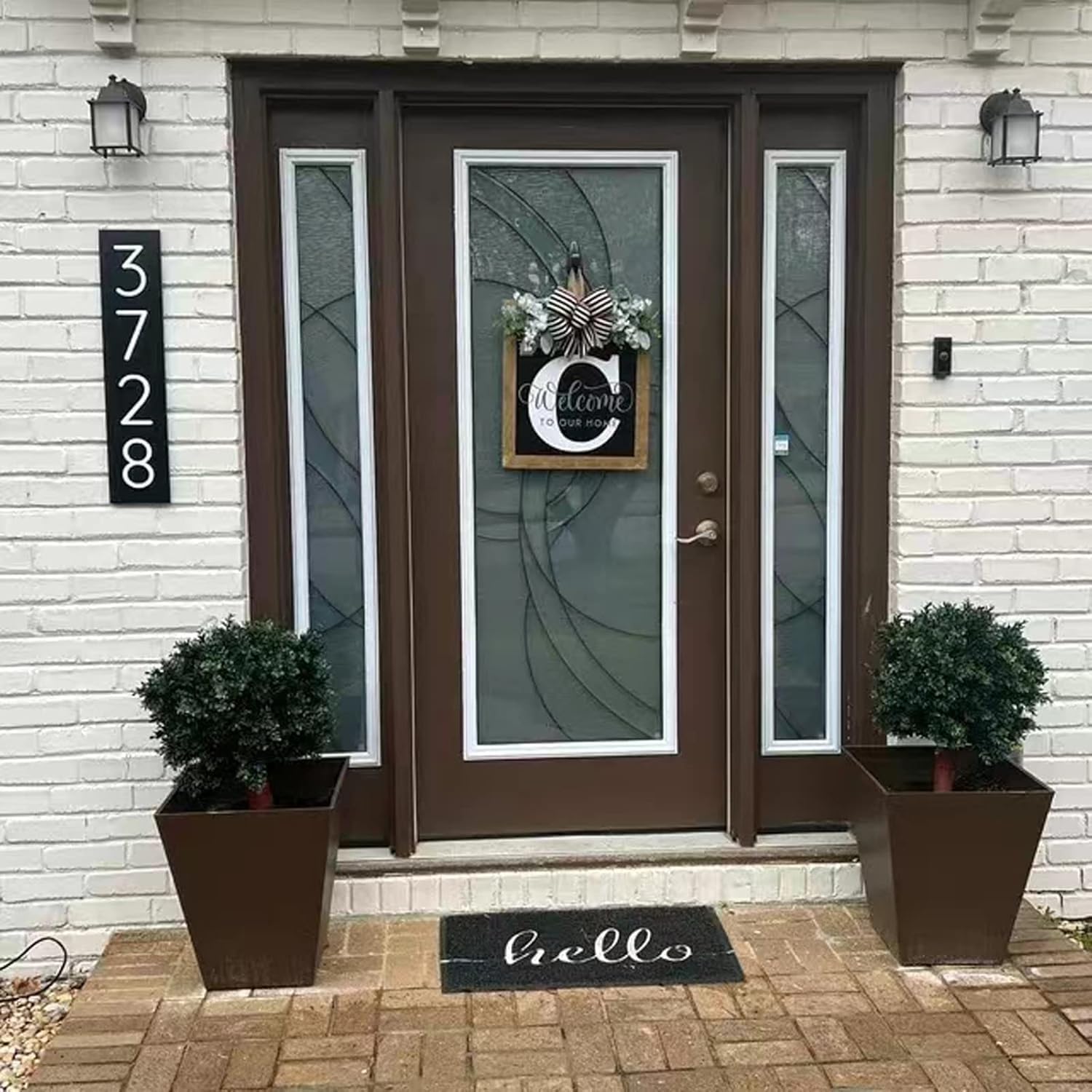 16 Inch Personalized Last Name Welcome Sign Outdoor Door Wreath Decor