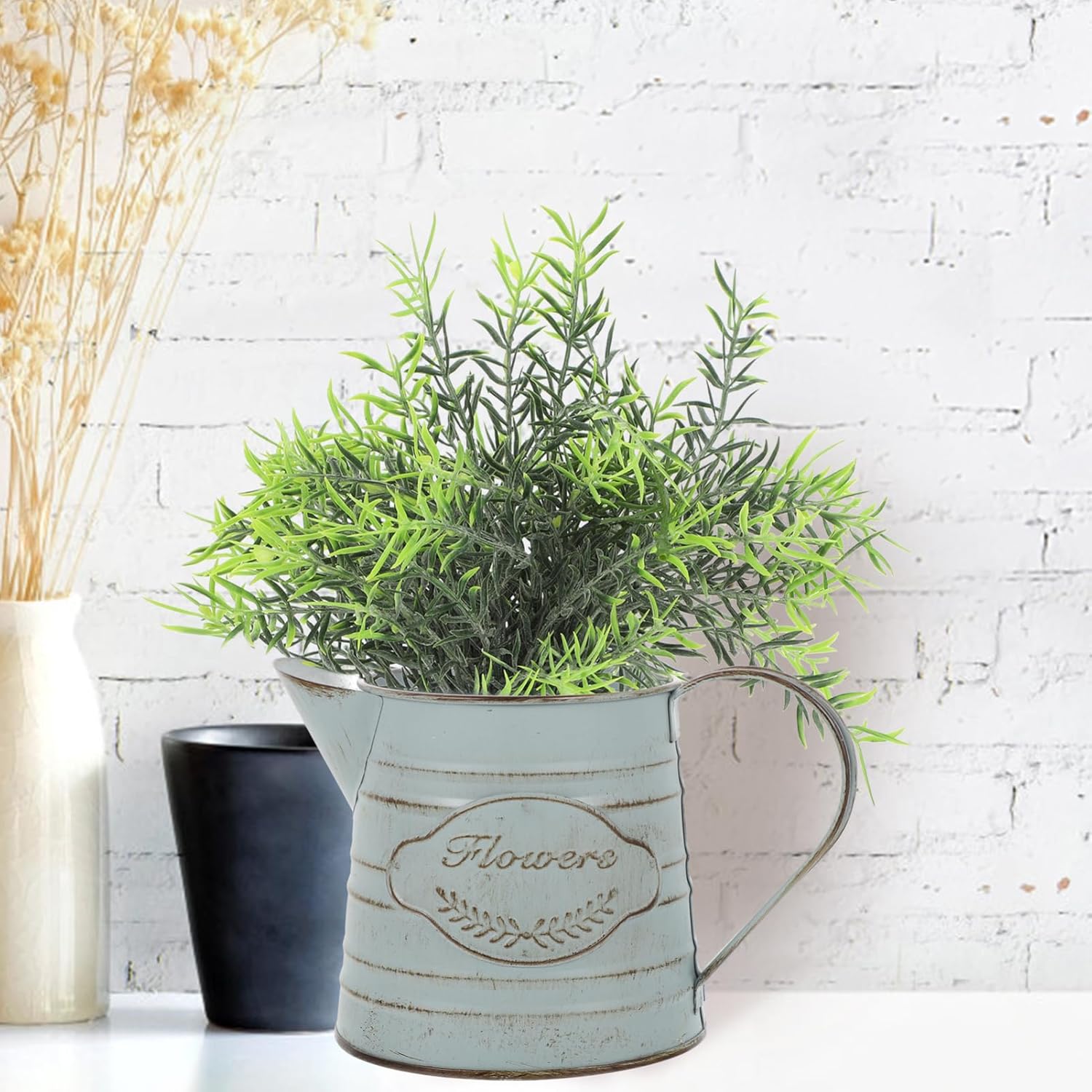 Vintage Iron Flower Jug Rustic Decorative Pot for Home and Office