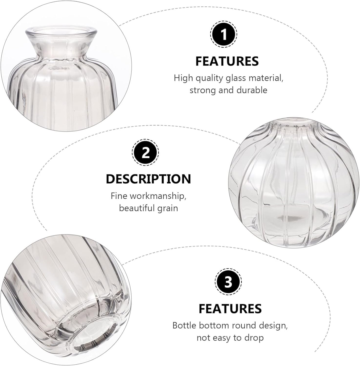 Amosfun 3pcs Creative Flower Vase for Home Decor