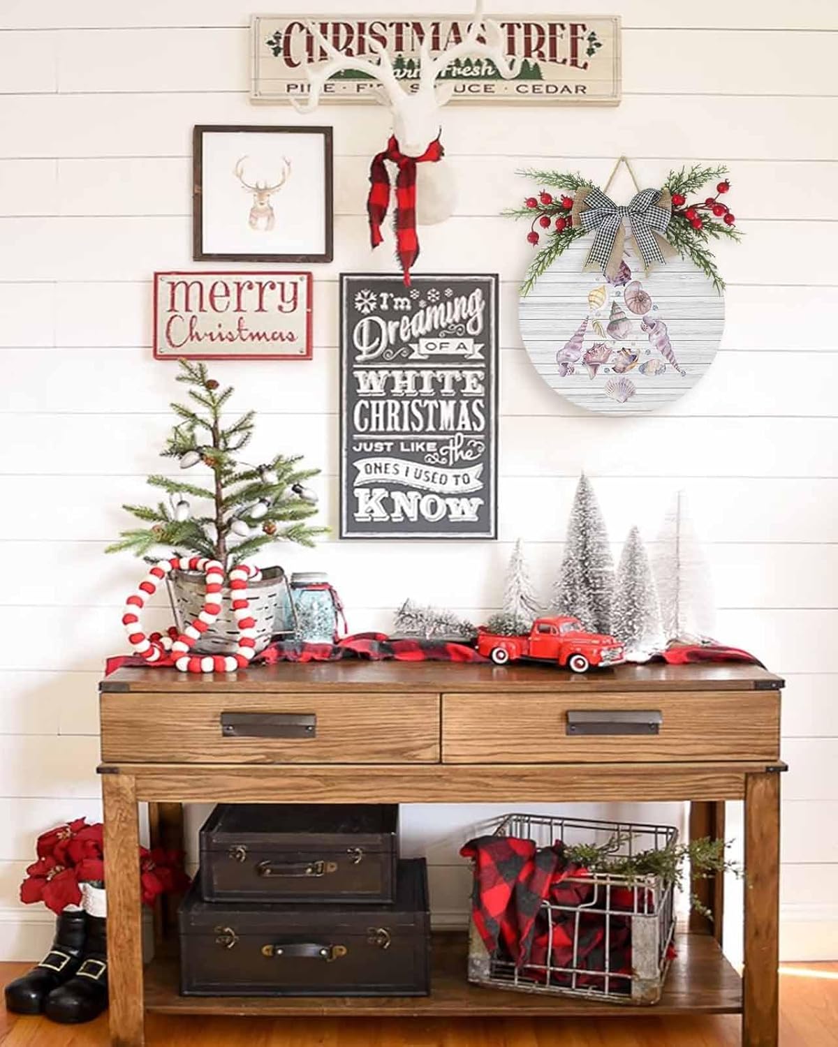 Welcome Sign Christmas Wreath Door Decor