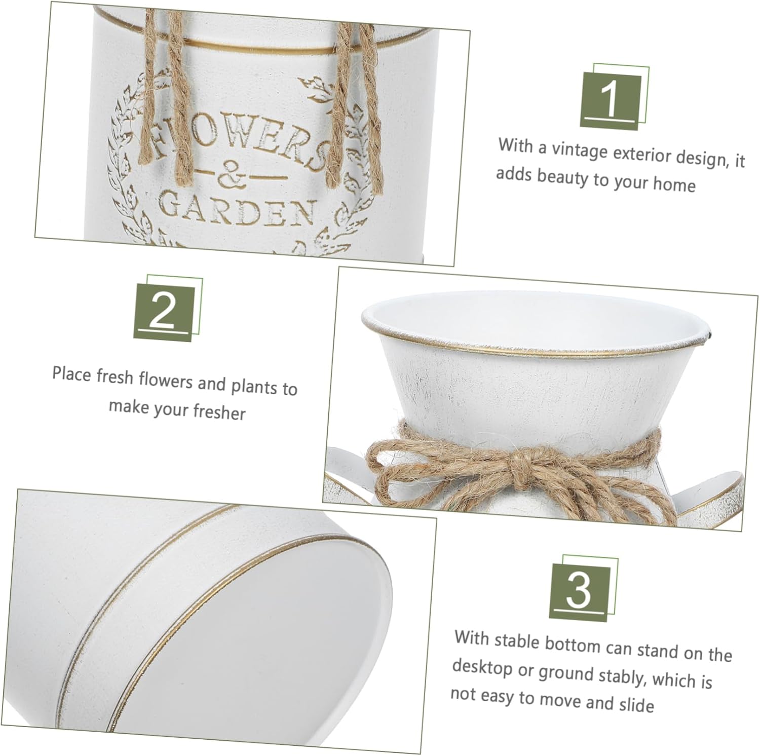 Vintage Decor Galvanized Flower Planter Vase for Flowers