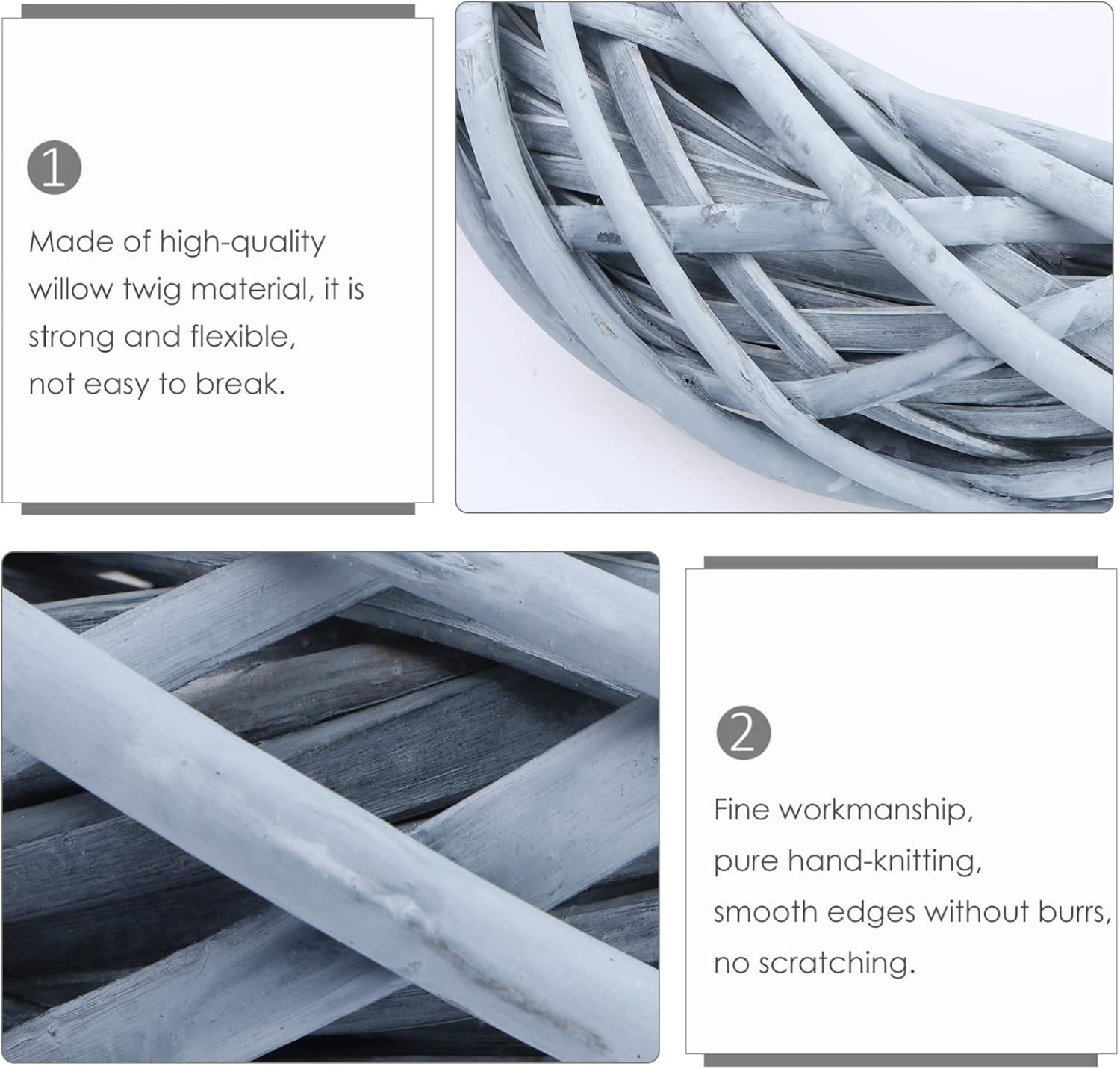VOSAREA Willow Wreath Gray DIY Garland
