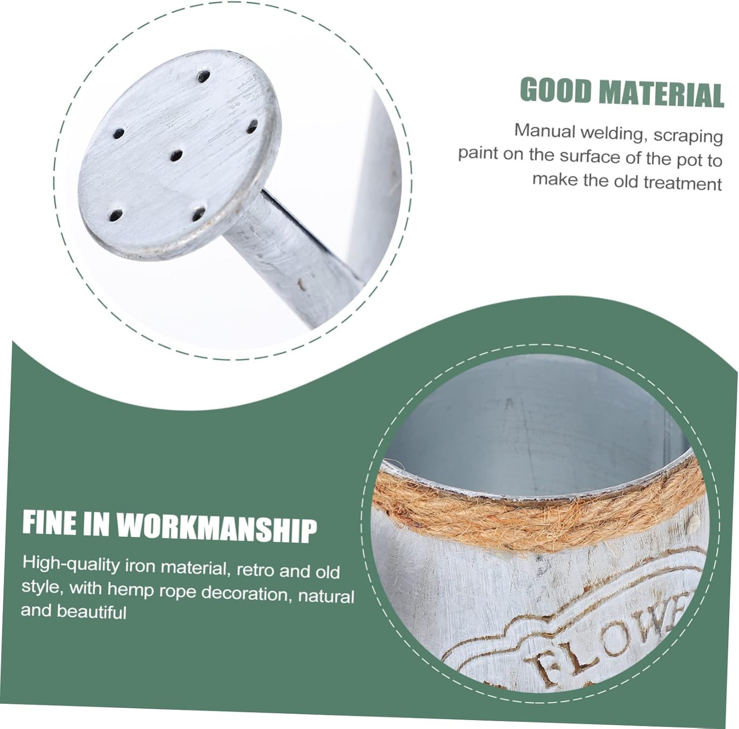 BESPORTBLE 2pcs Antique Iron Dried Flower Vase Vintage Decorative Bucket for Home