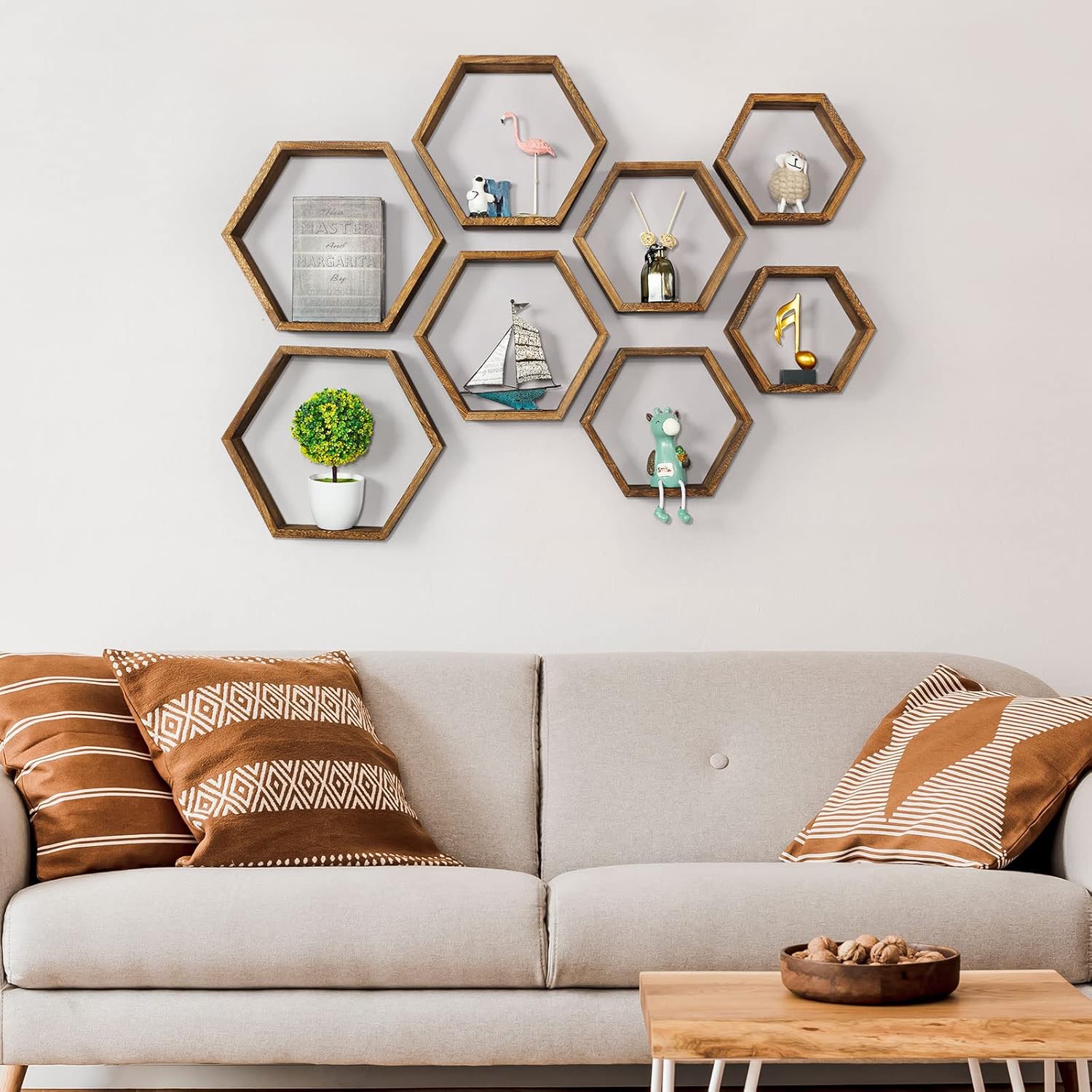 Ybing Honeycomb Shelves Set of 8 Floating Wall Mount