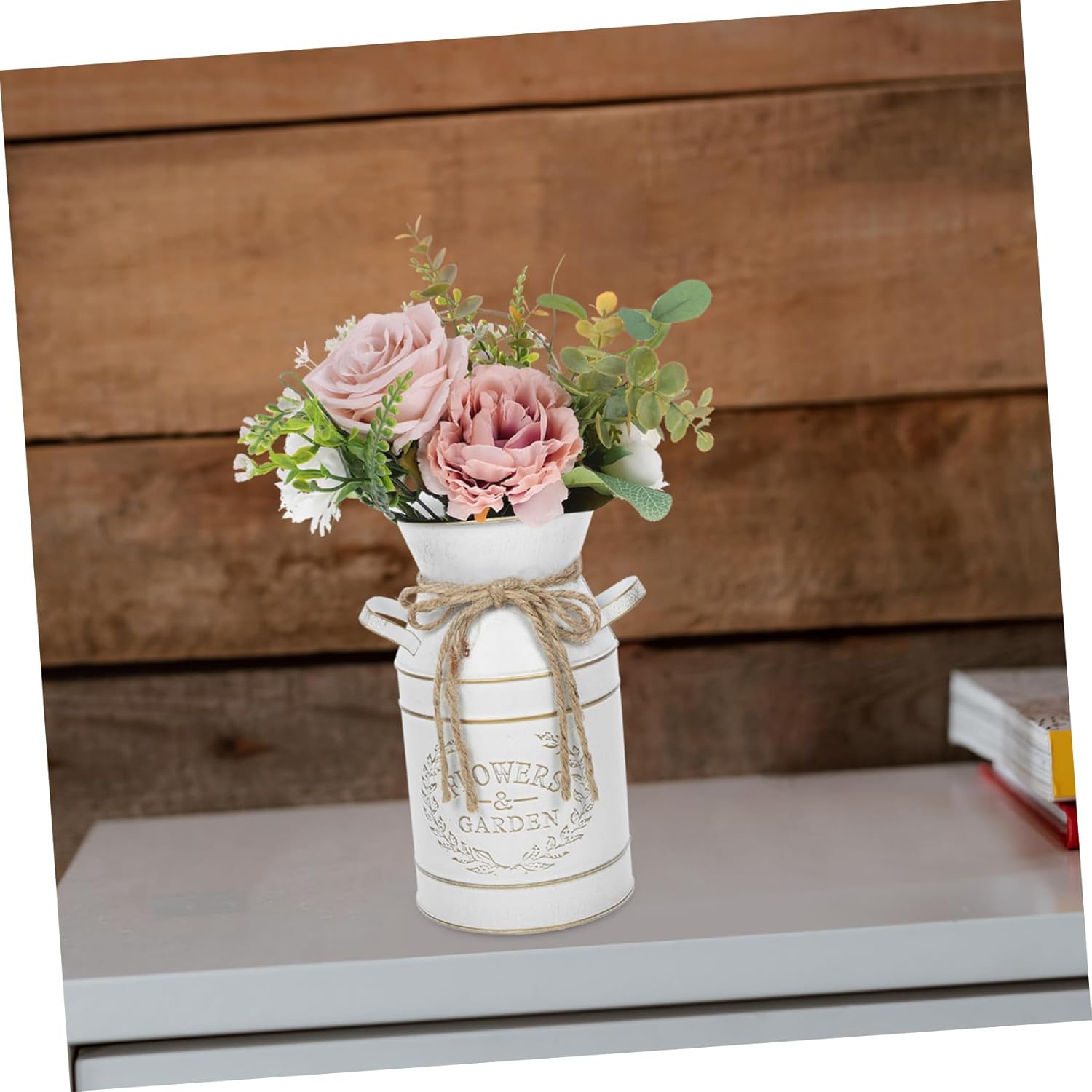 Cabilock Galvanized Iron Farmhouse Flower Bucket Decorative Vase