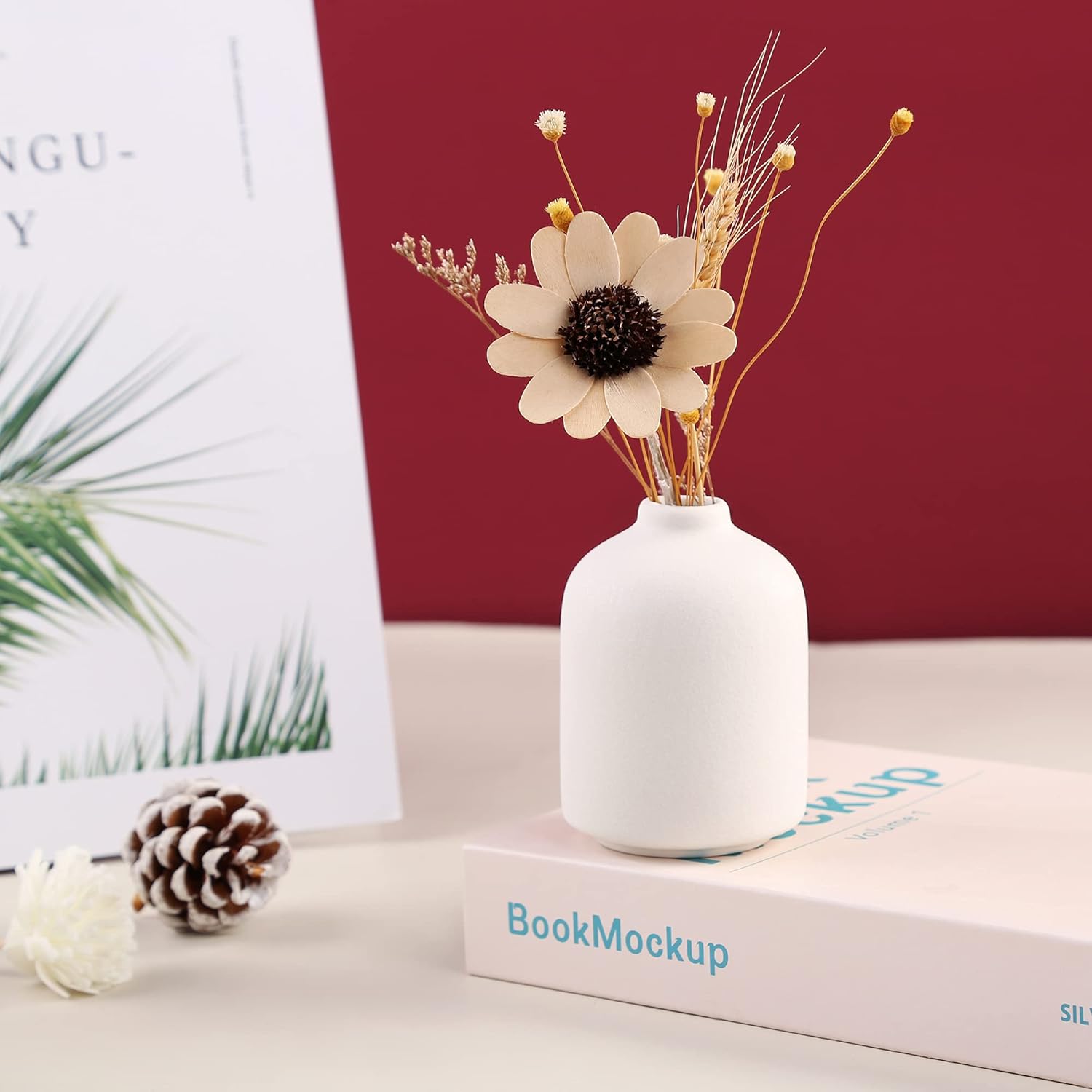 White Ceramic Vase for Home Decor and Flower Arrangements