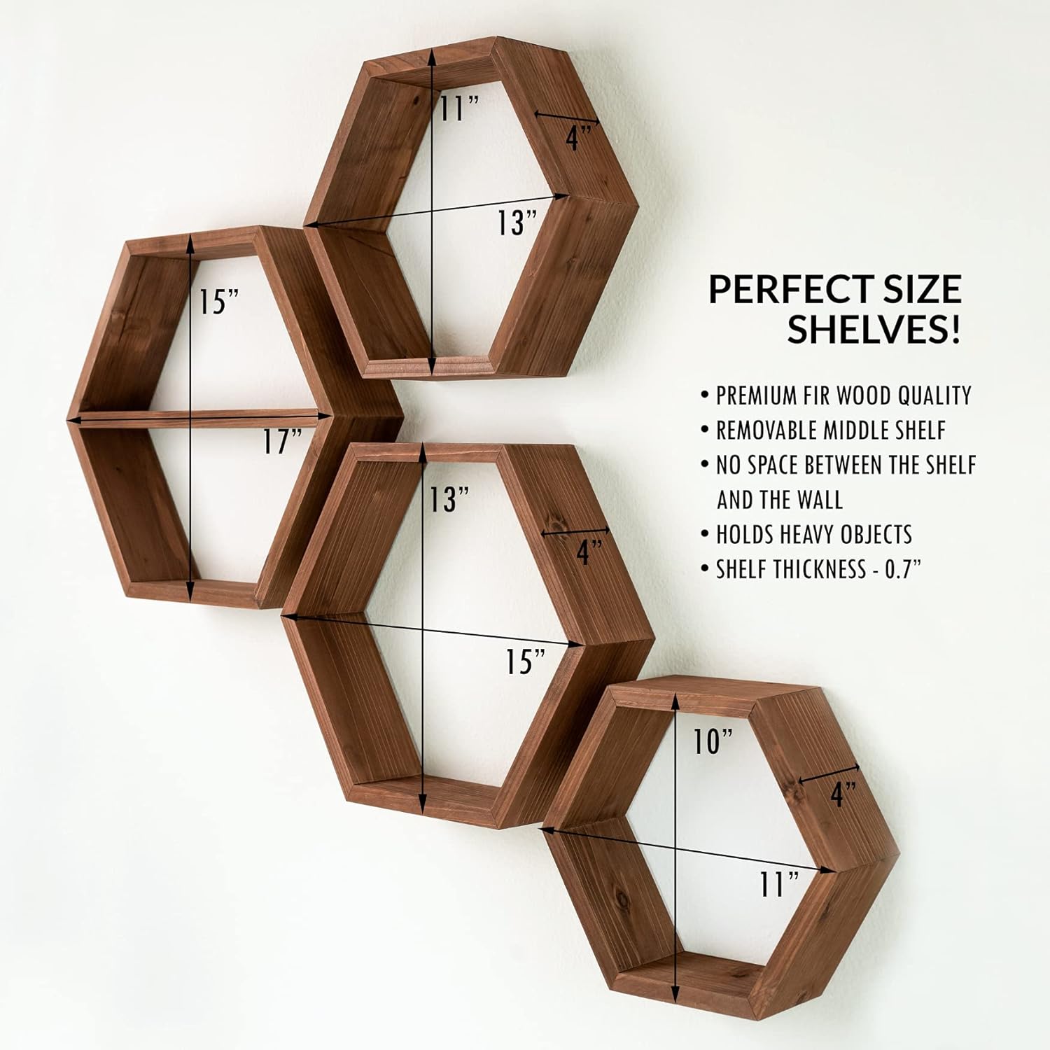 Extra Large Hexagon Floating Shelves Set of 4