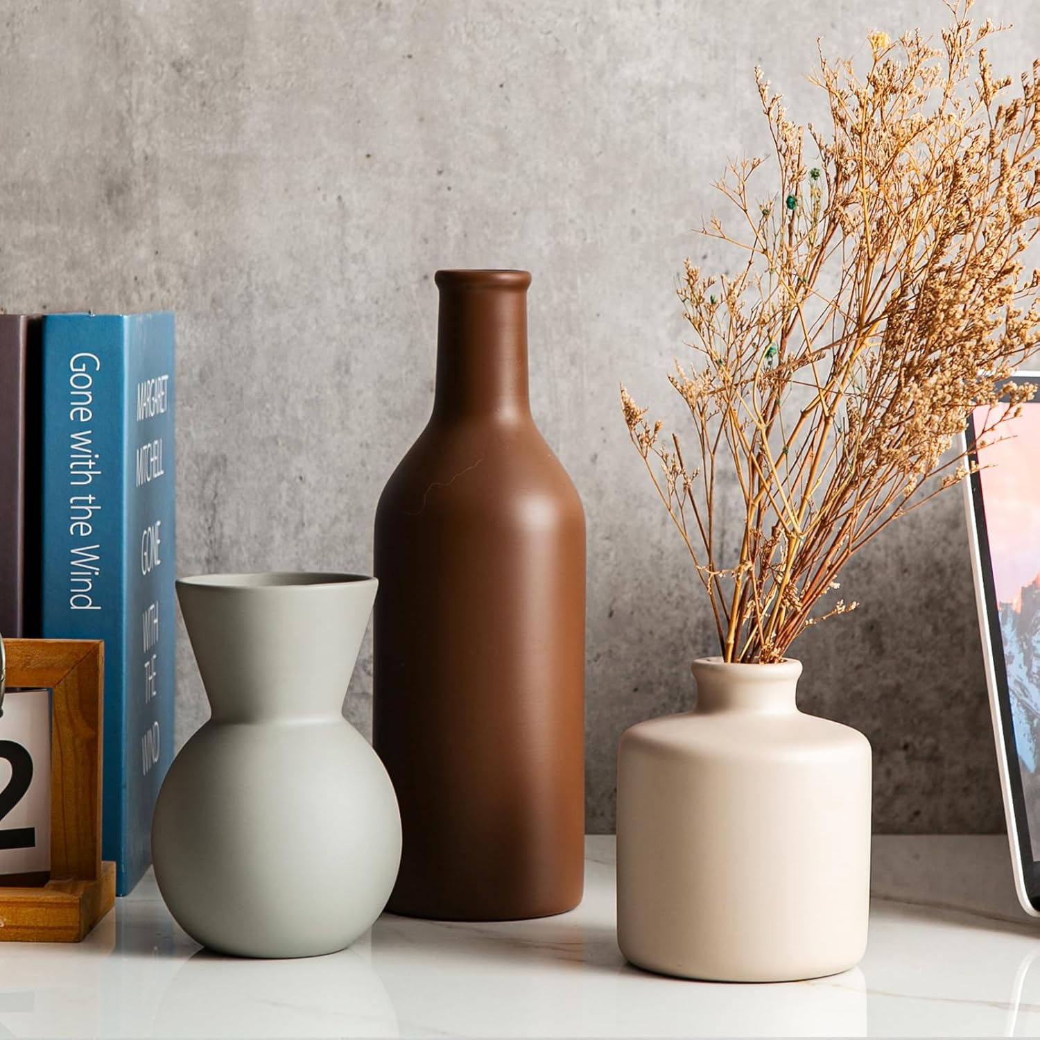 Modern Ceramic Flower Vase Set - 3 Pcs for Home Decor