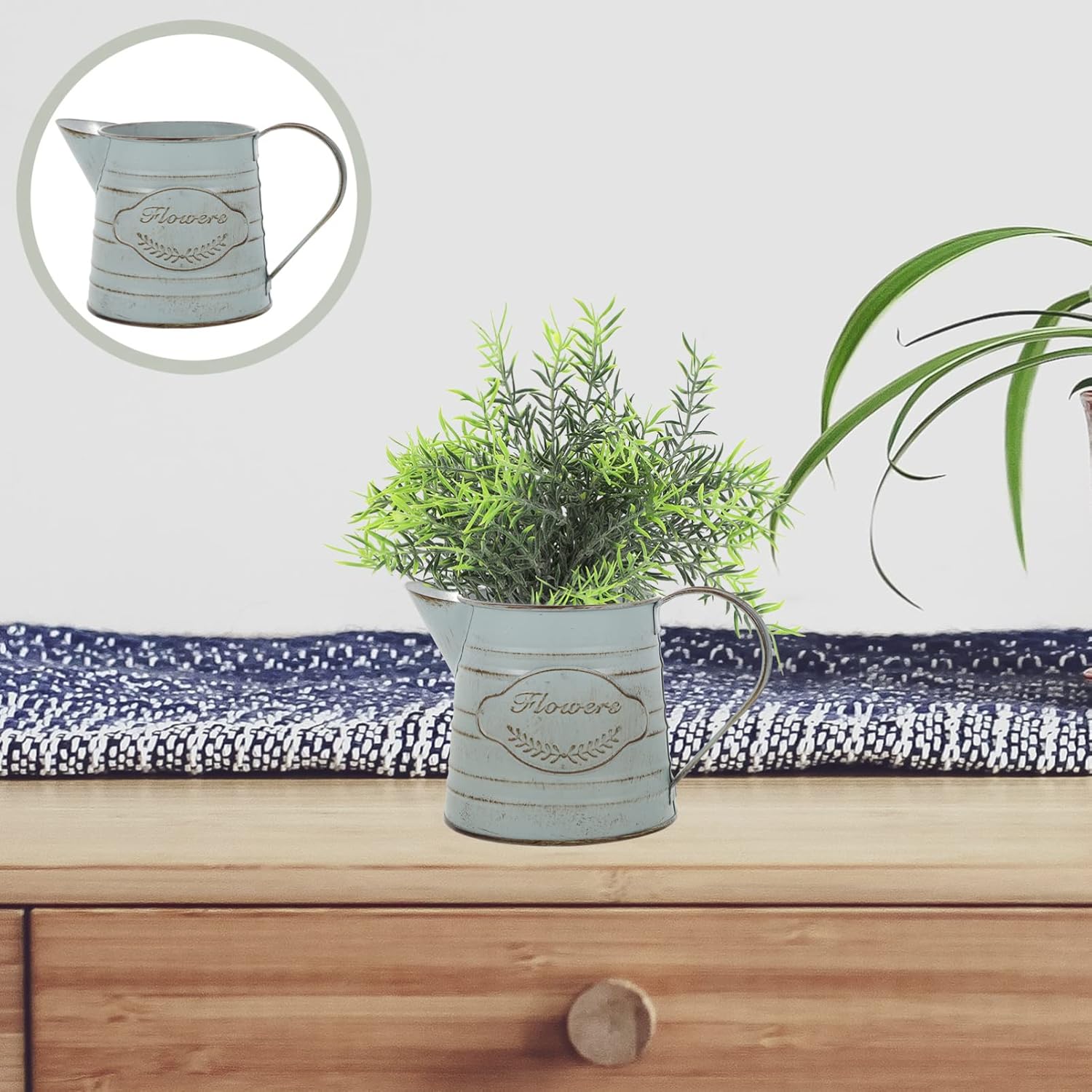 Happyyami Vintage Metal Flower Jug Decorative Pot for Home Office Garden Decor