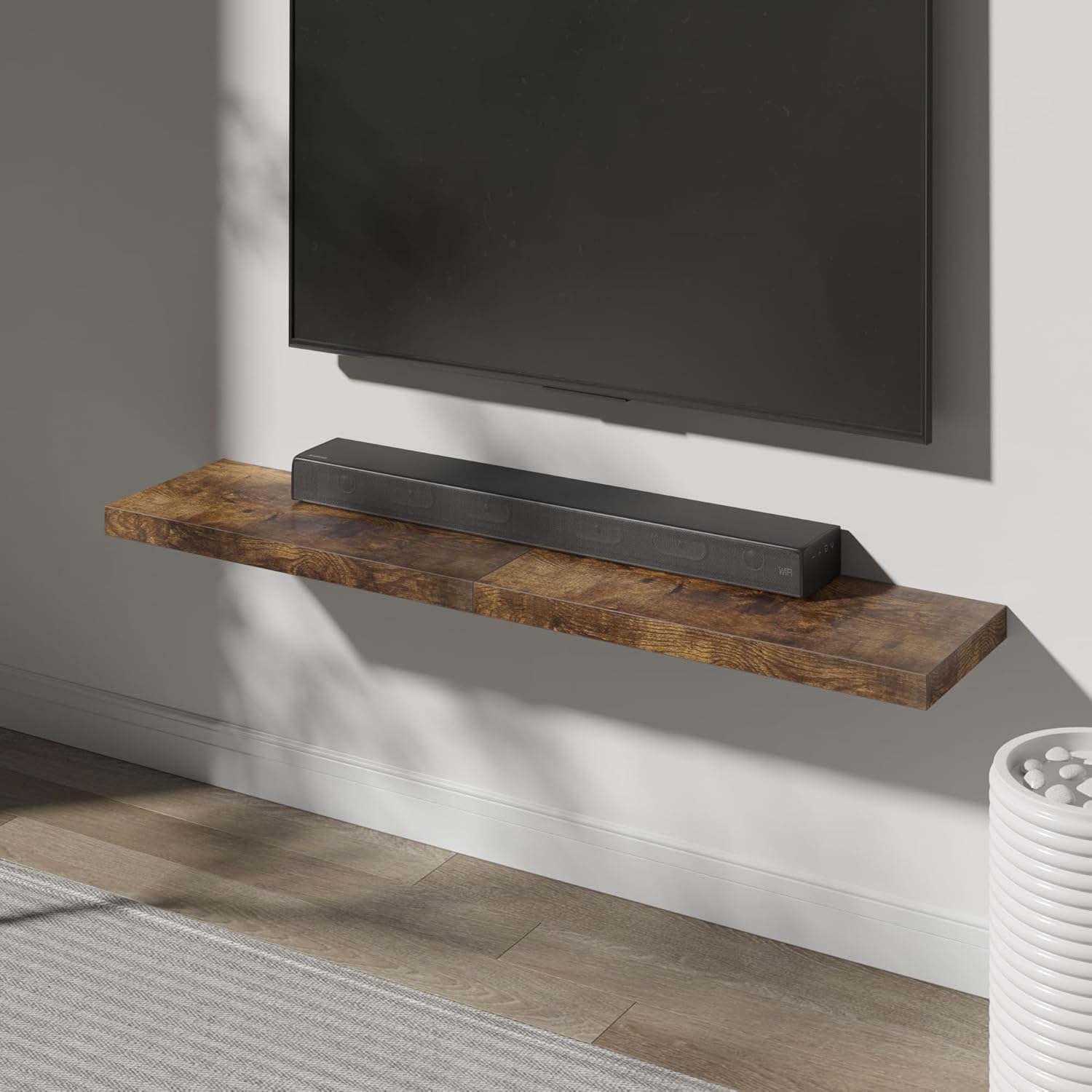 3 Floating Wall Shelves Rustic Brown 30 in W x 1275 in D x 2 in H