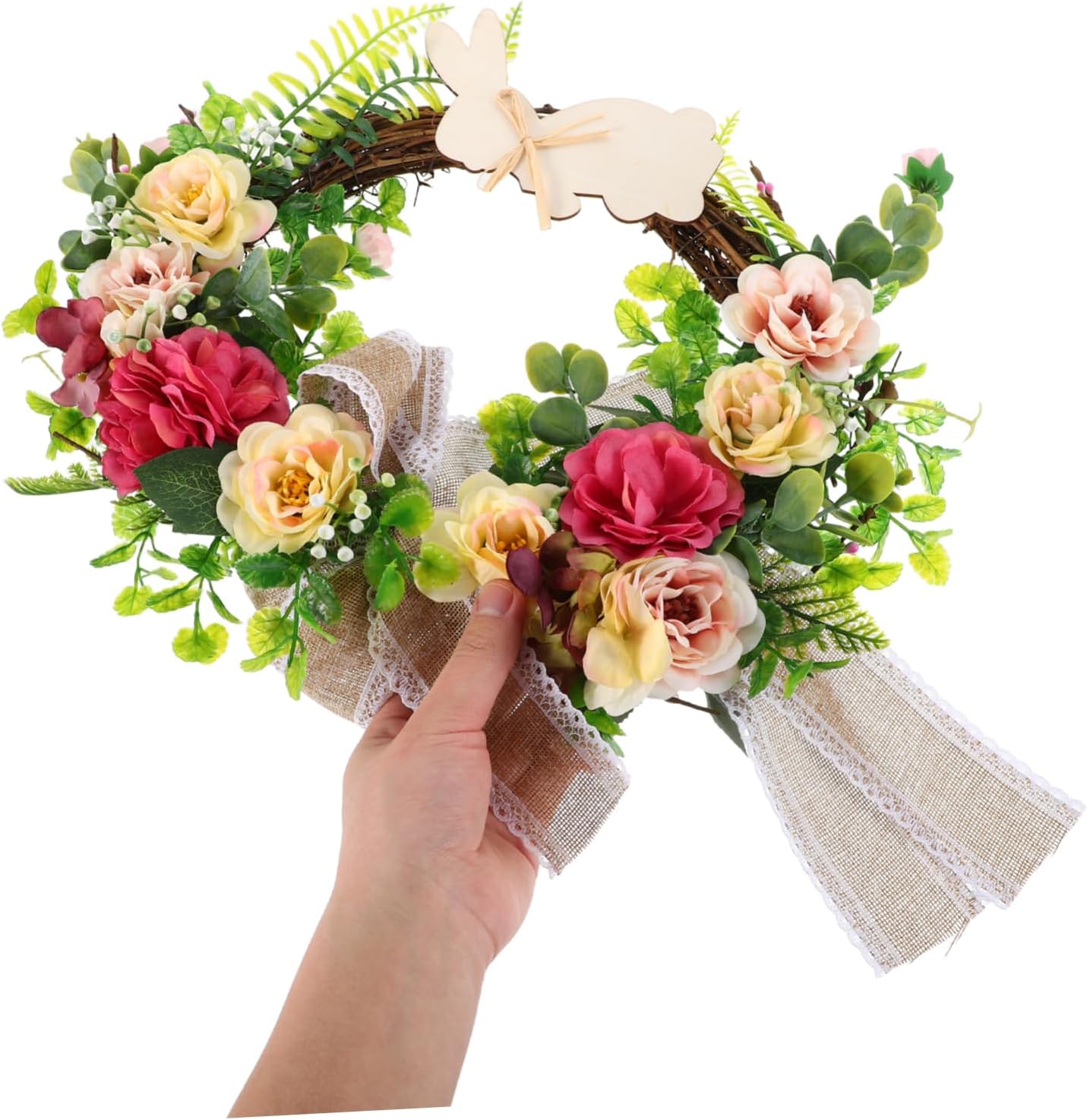 Bunny Wreath Front Door Floral Easter Decor
