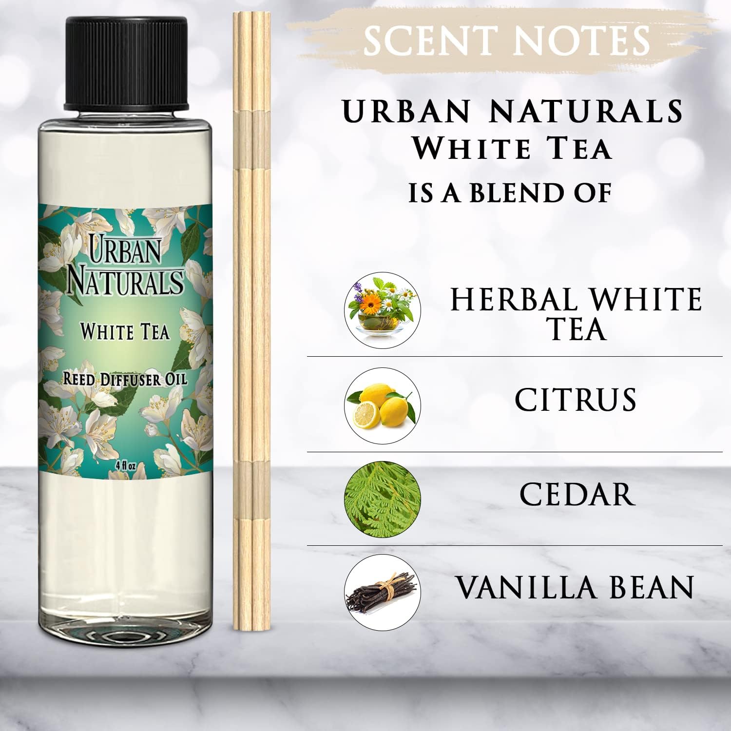 Urban Naturals White Tea Scented Oil Diffuser Refill 4 oz
