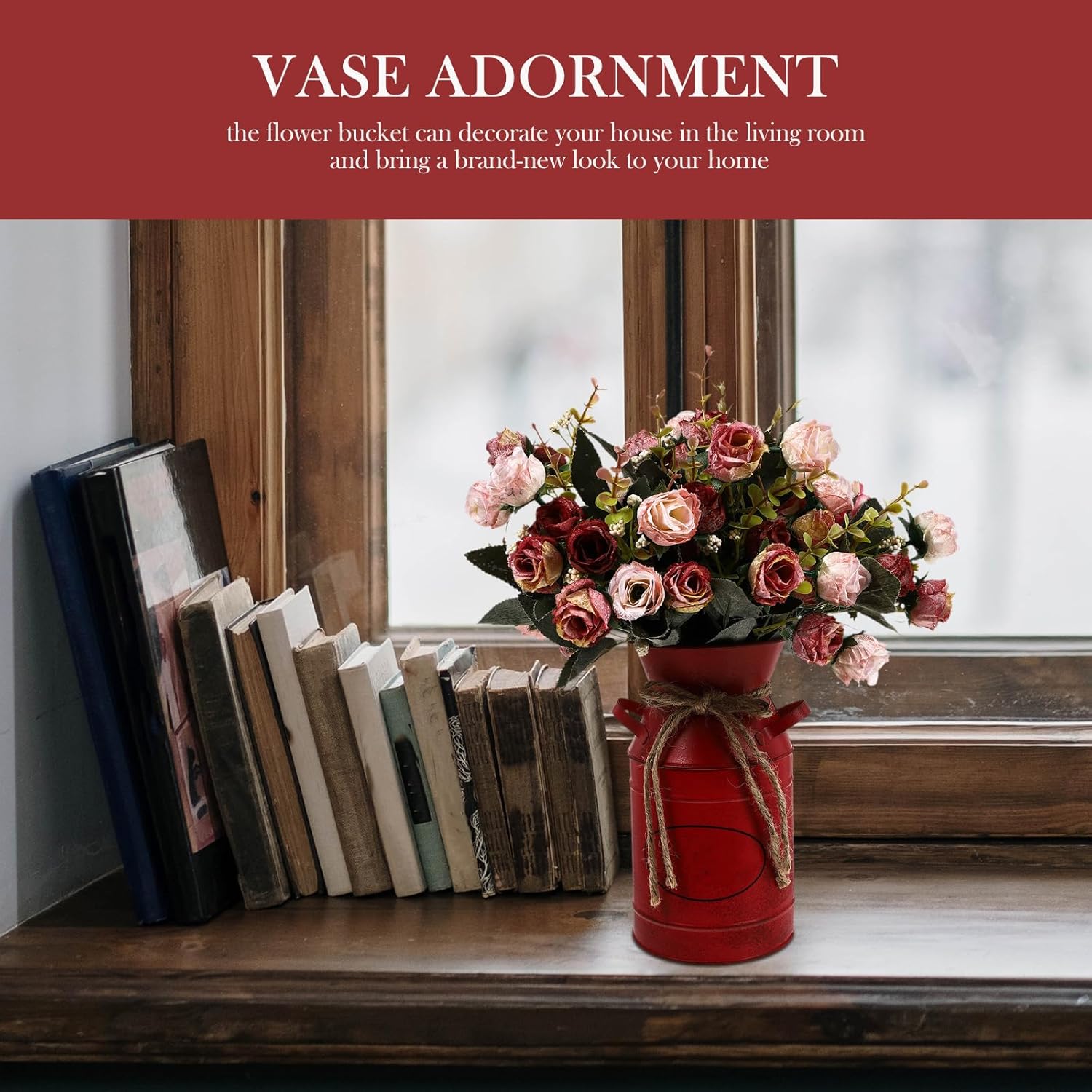 1pc European Style Iron Bucket Flower Vase for Home Decor