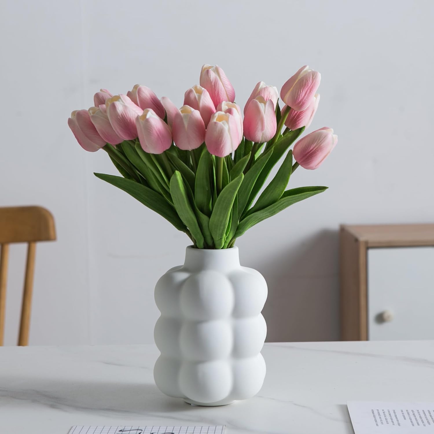 JOJUNO White Ceramic Vase for Home Decor