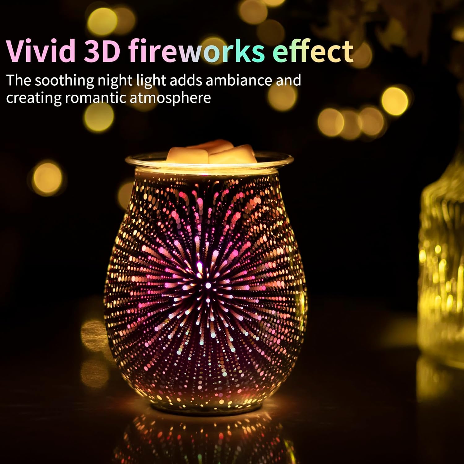 EQUSUPRO 3D Glass Wax Melter Warmer with Fireworks Display