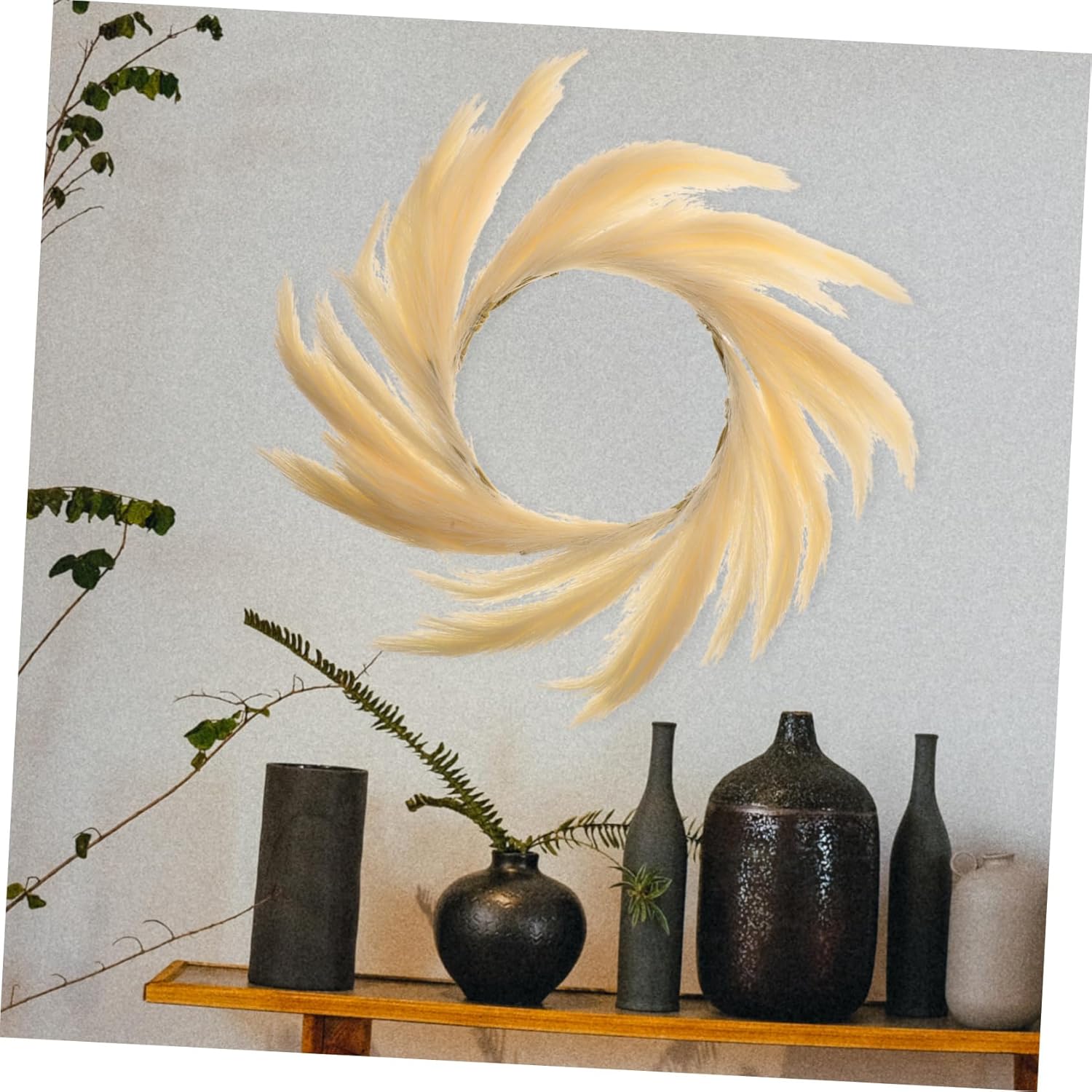 Artificial Bulrush Wreath for Indoor Outdoor Decor
