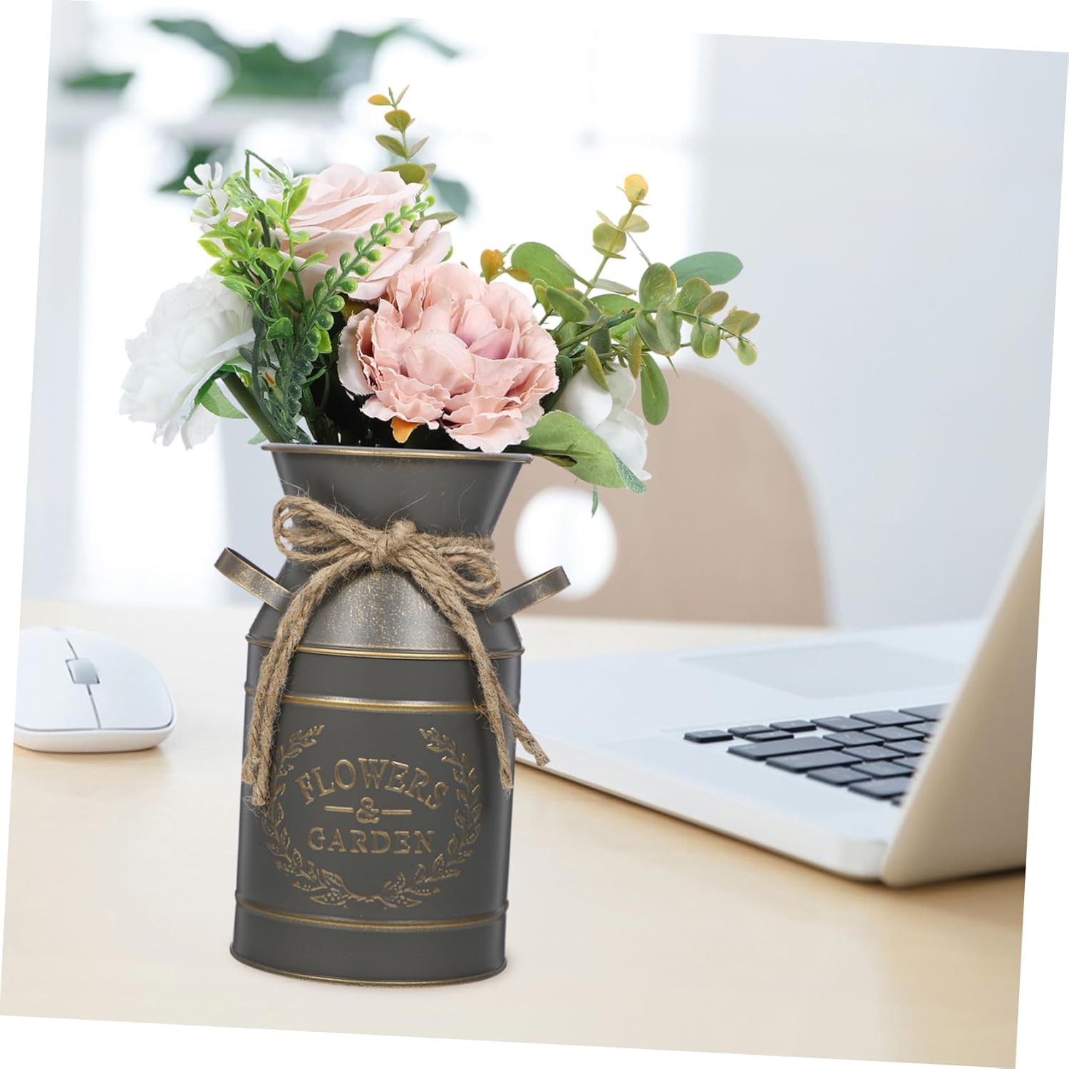 Farmhouse Decorative Metal Flower Bucket for Dried Flowers and Occasions