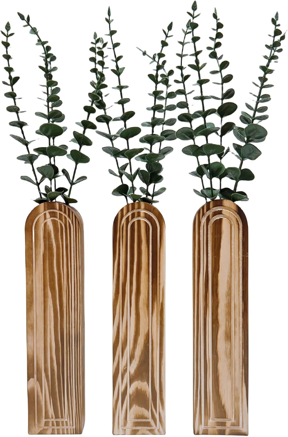 Wood Wall Vase Set of 3 for Dried Flowers and Faux Greenery