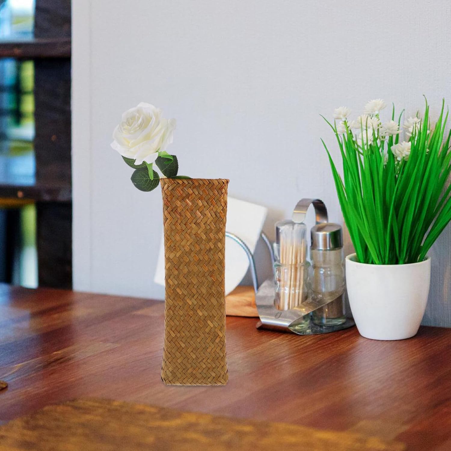 Alipis Natural Seaweed Wicker Vase Tall Plant Holder