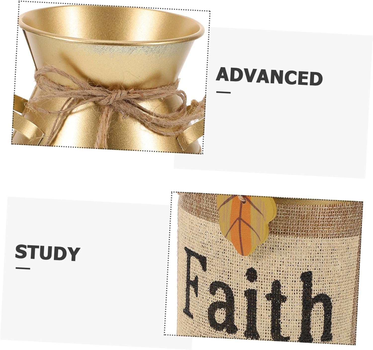 CIYODO Vintage Metal Flower Bucket Rustic Vase for Home Decor