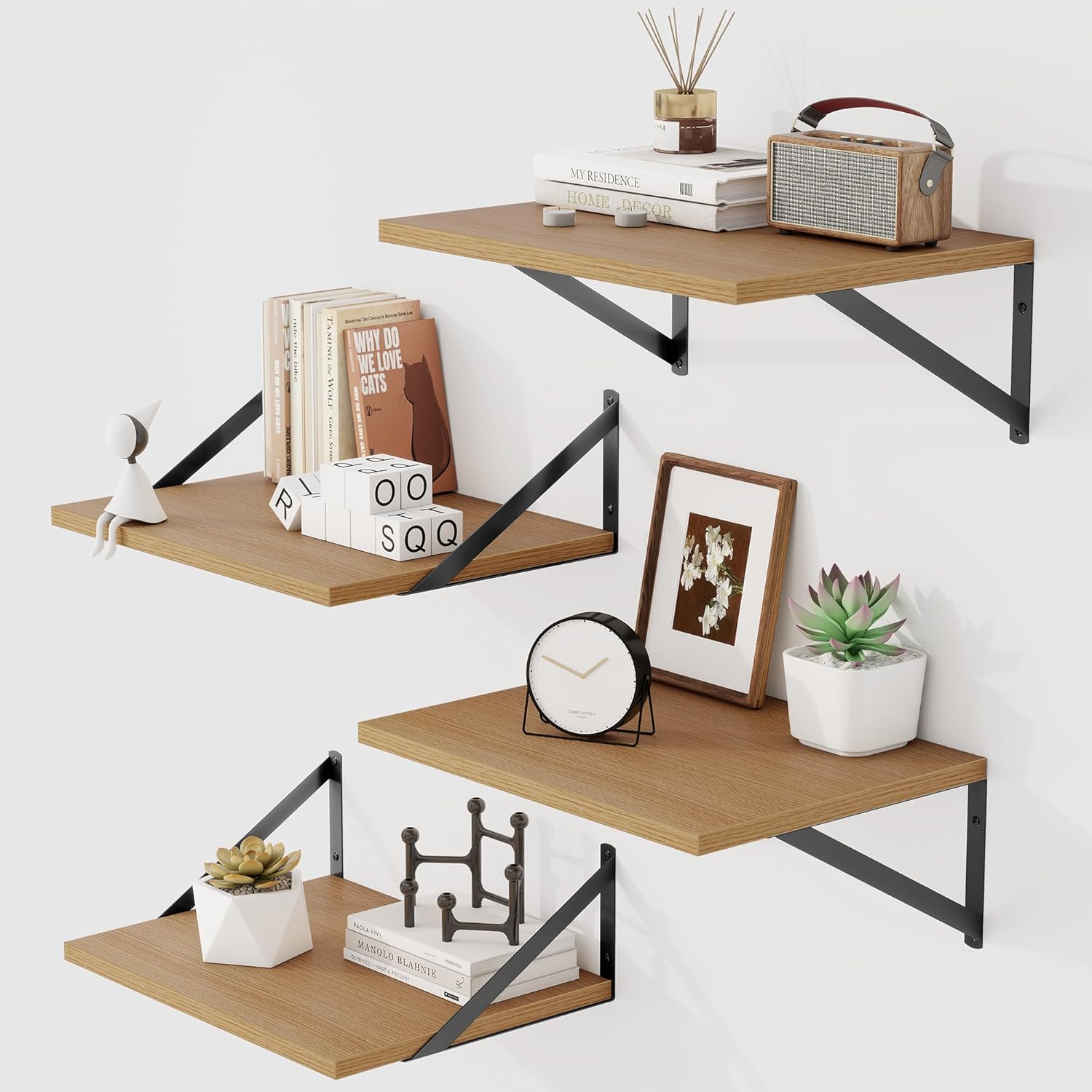 Heimlove 12 Inch Deep Floating Shelves Set of 4