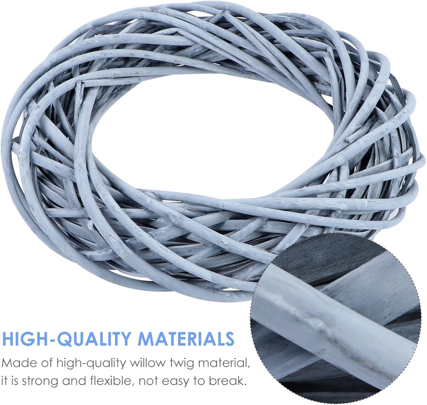 VOSAREA Willow Wreath Gray DIY Garland