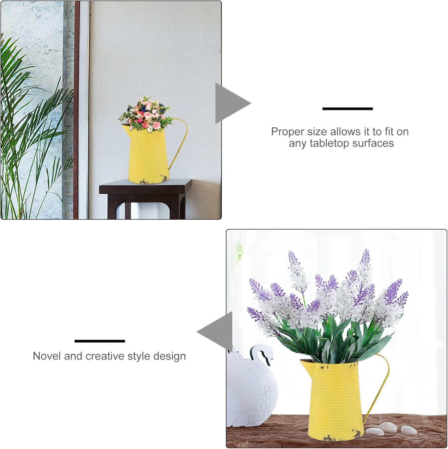 Rustic Antique Flower Pitcher with Handle for Home Decor