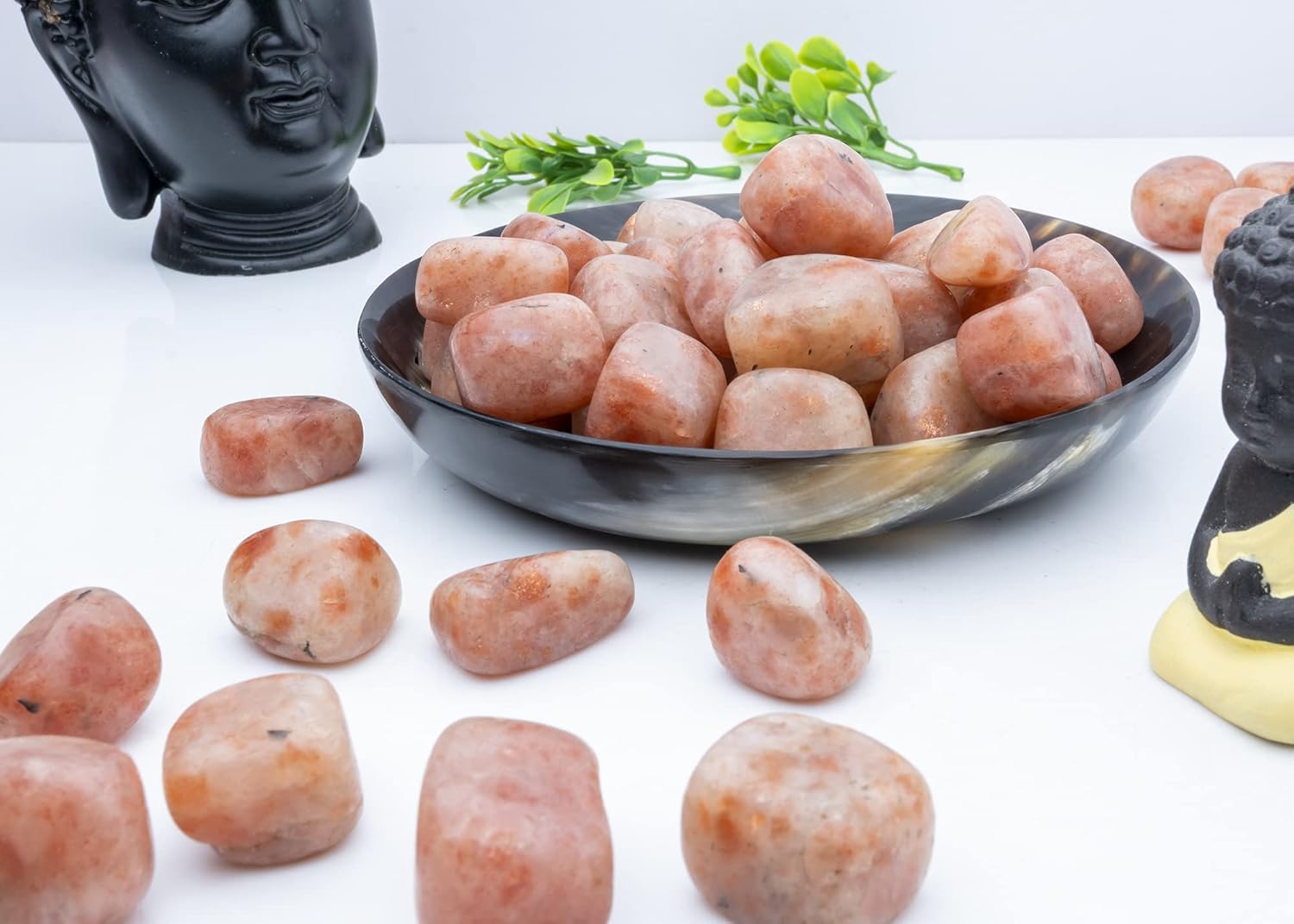 ZAICUS 1lb Rainbow Moonstone Sunstone Labradorite Black Tourmaline Tumbled Stones for Decor Jewelry Making