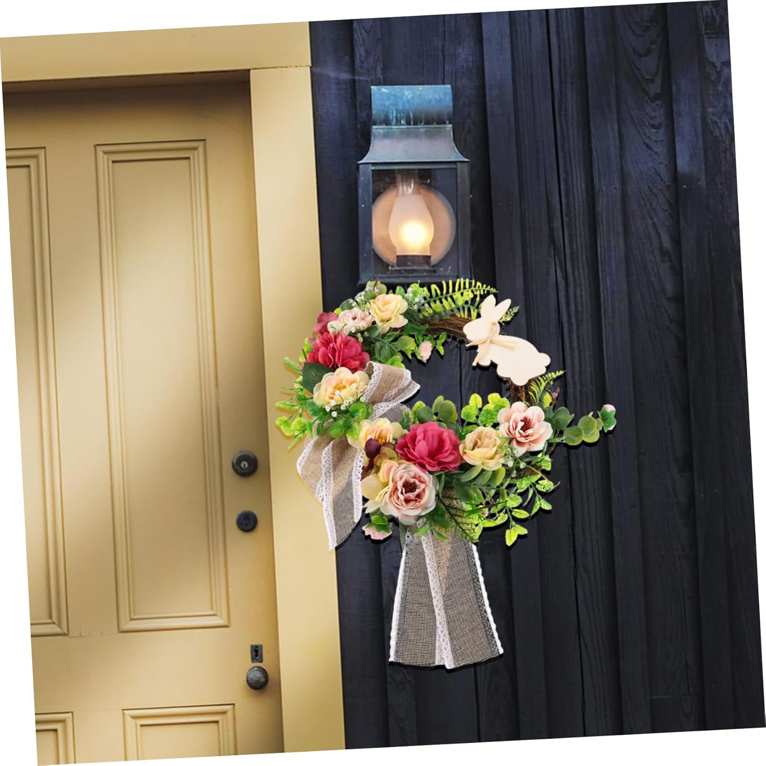 Bunny Wreath Front Door Floral Easter Decor