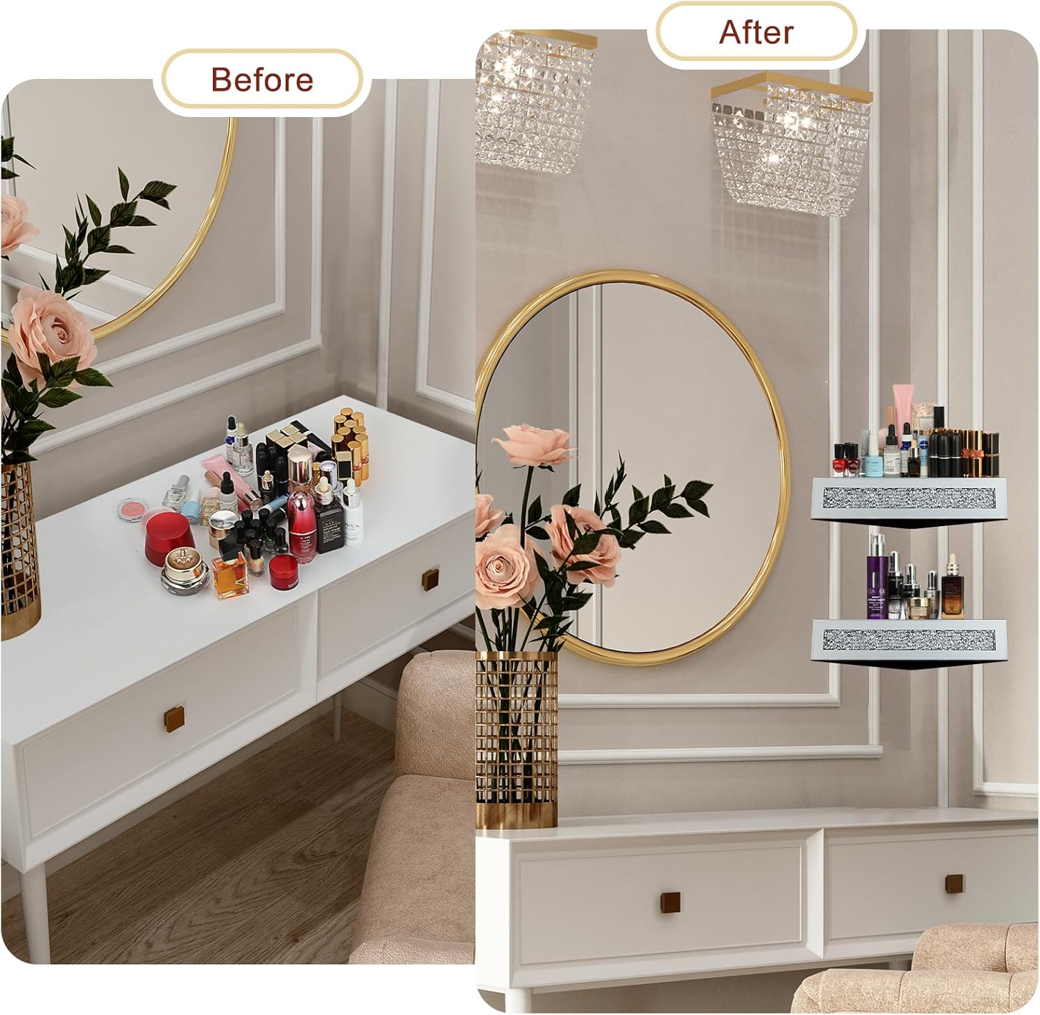 Sumnacon Corner Mounted Floating Shelves 2 Pcs