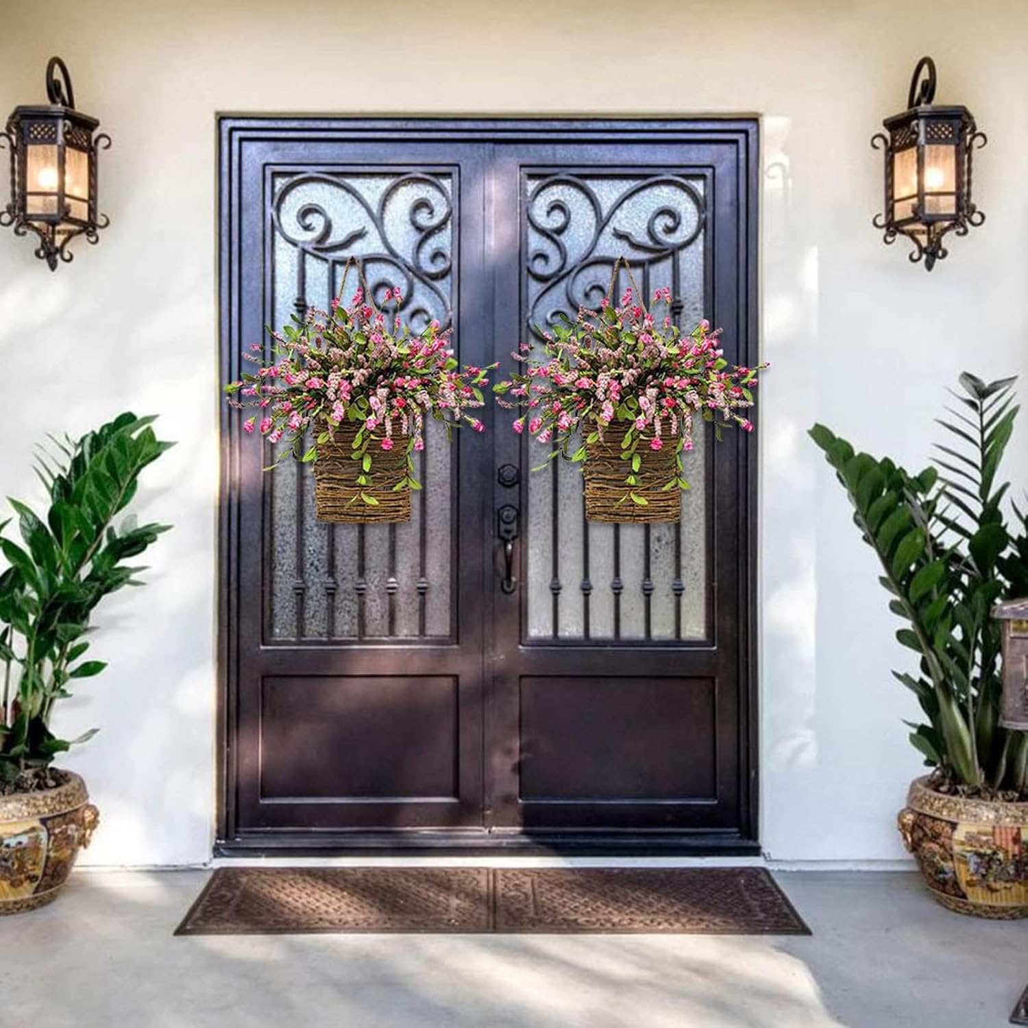 Pink Berry Wildflower Door Wreath - Spring Summer Decor