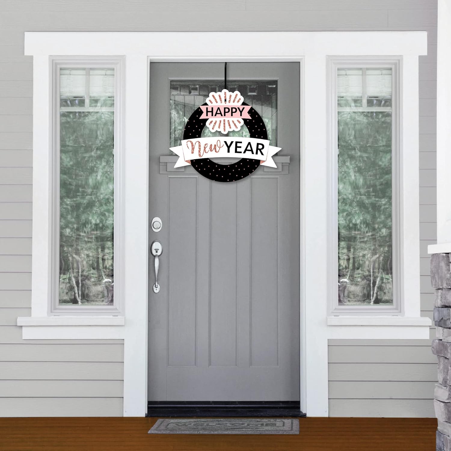 Rose Gold Happy New Year Front Door Wreath