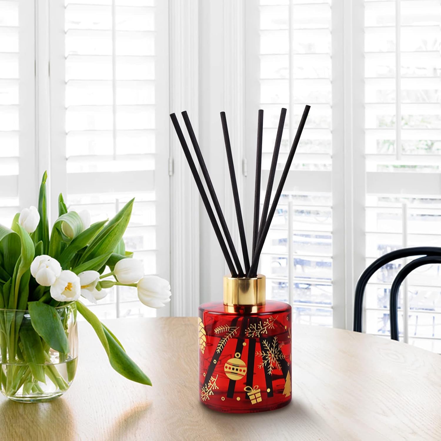 Brakula Holiday Reed Diffuser Set 8 Sticks with Christmas Jar Design