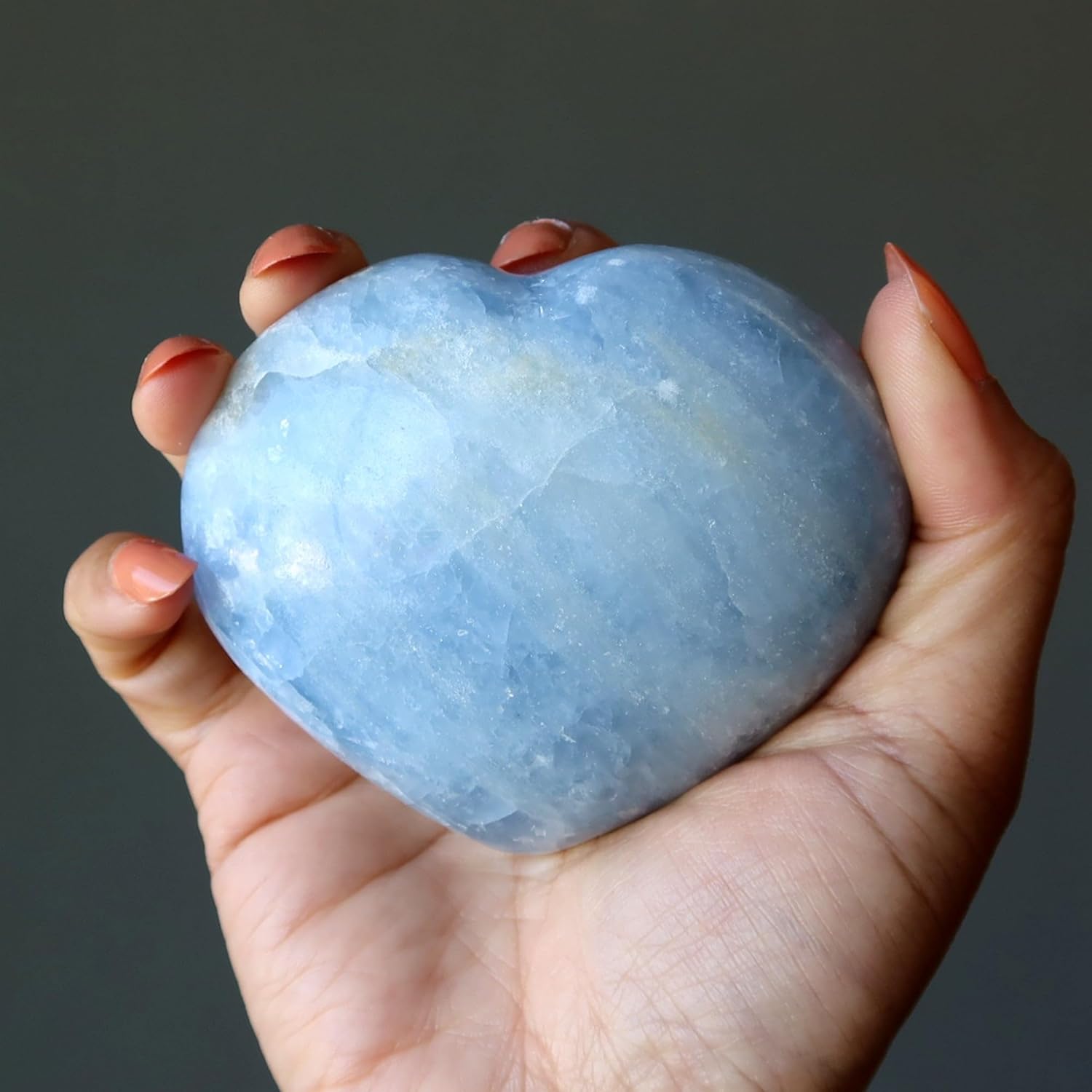 Blue Calcite Heart Crystal Stone 275-3 Inches