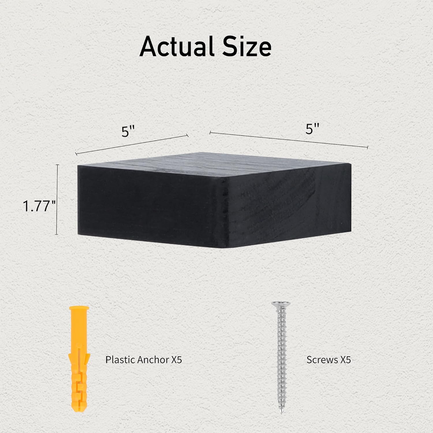 Set of 3 Black Floating Shelves for Wall