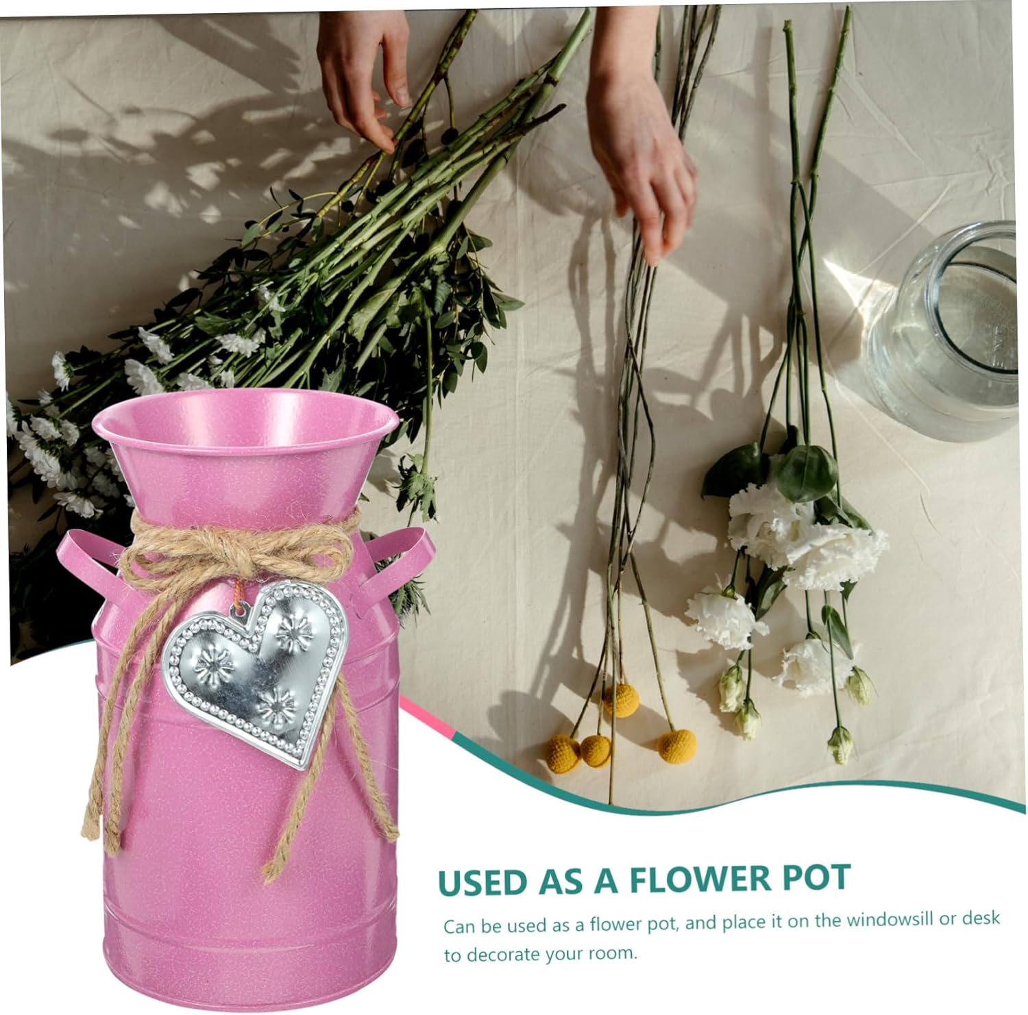 Balacoo Pink Iron Bucket Flower Arranger