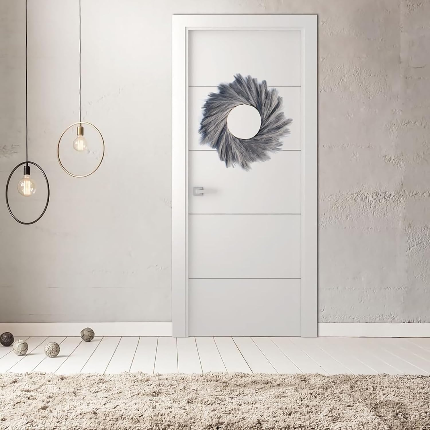 GUDAGUU 22 Inch Faux Pampas Wreath for Front Door