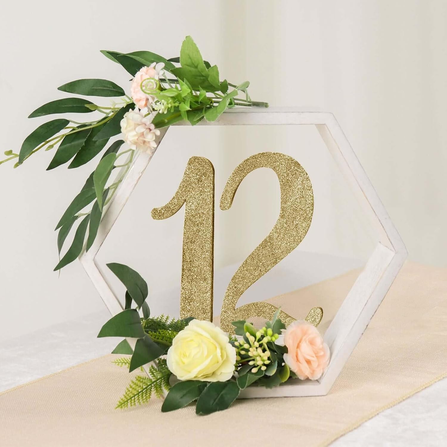 Efavormart 2 Pack 9 Inch Hexagon Whitewashed Wood Centerpiece