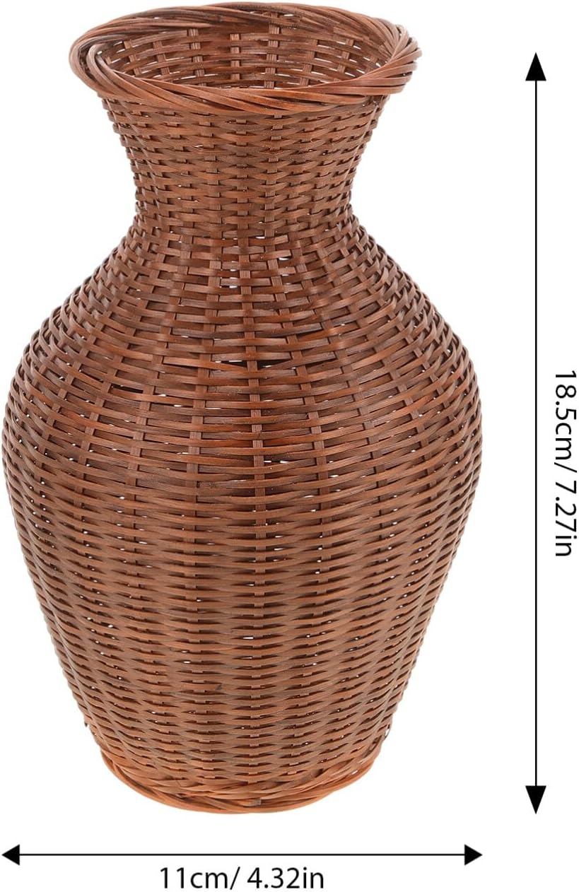 PRETYZOOM Rattan Woven Flower Vase Rustic Farmhouse Decor