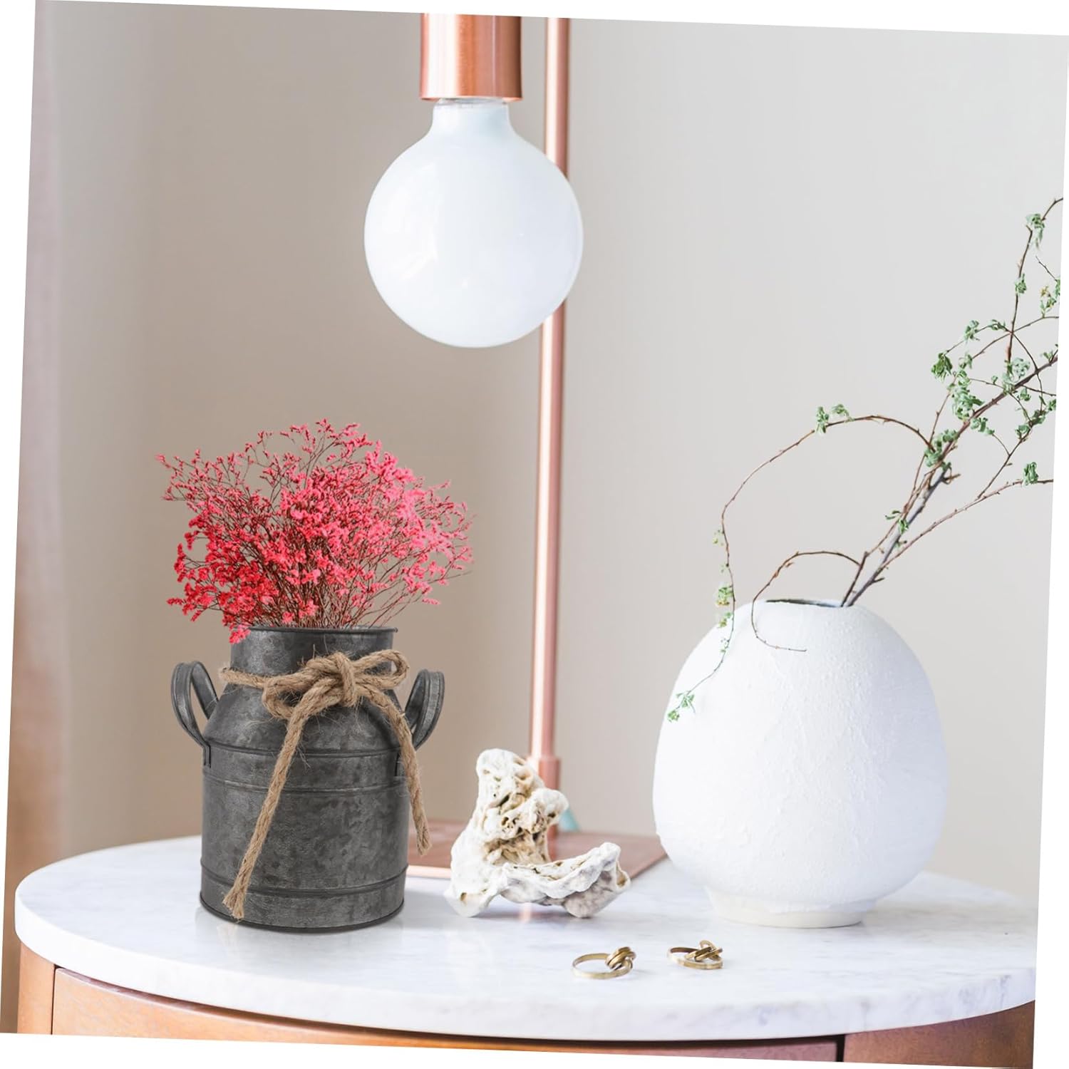 Retro Iron Flower Bucket Pot Vase for Home Decor