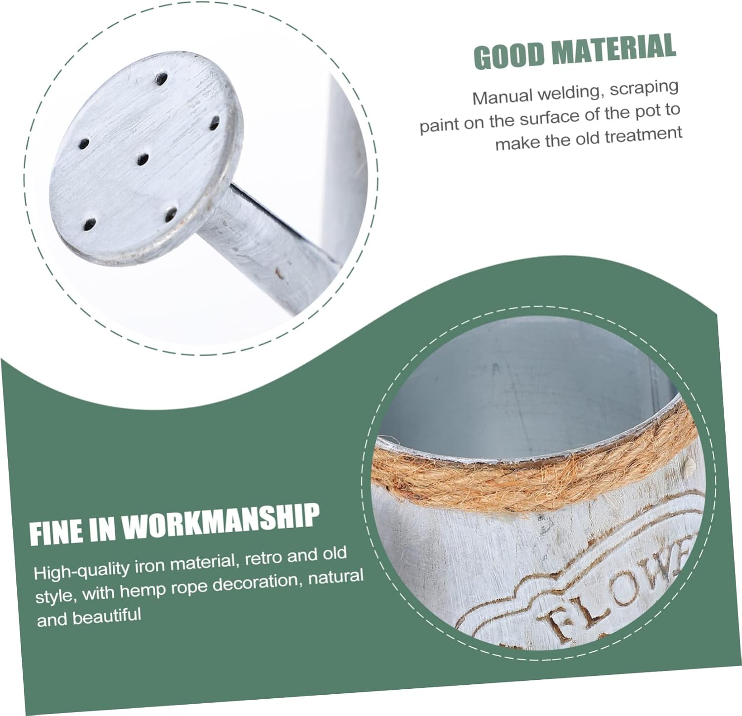 SUPVOX 2pcs Antique Iron Flowerpot Rope Dried Flower Decor Vintage Style Vase