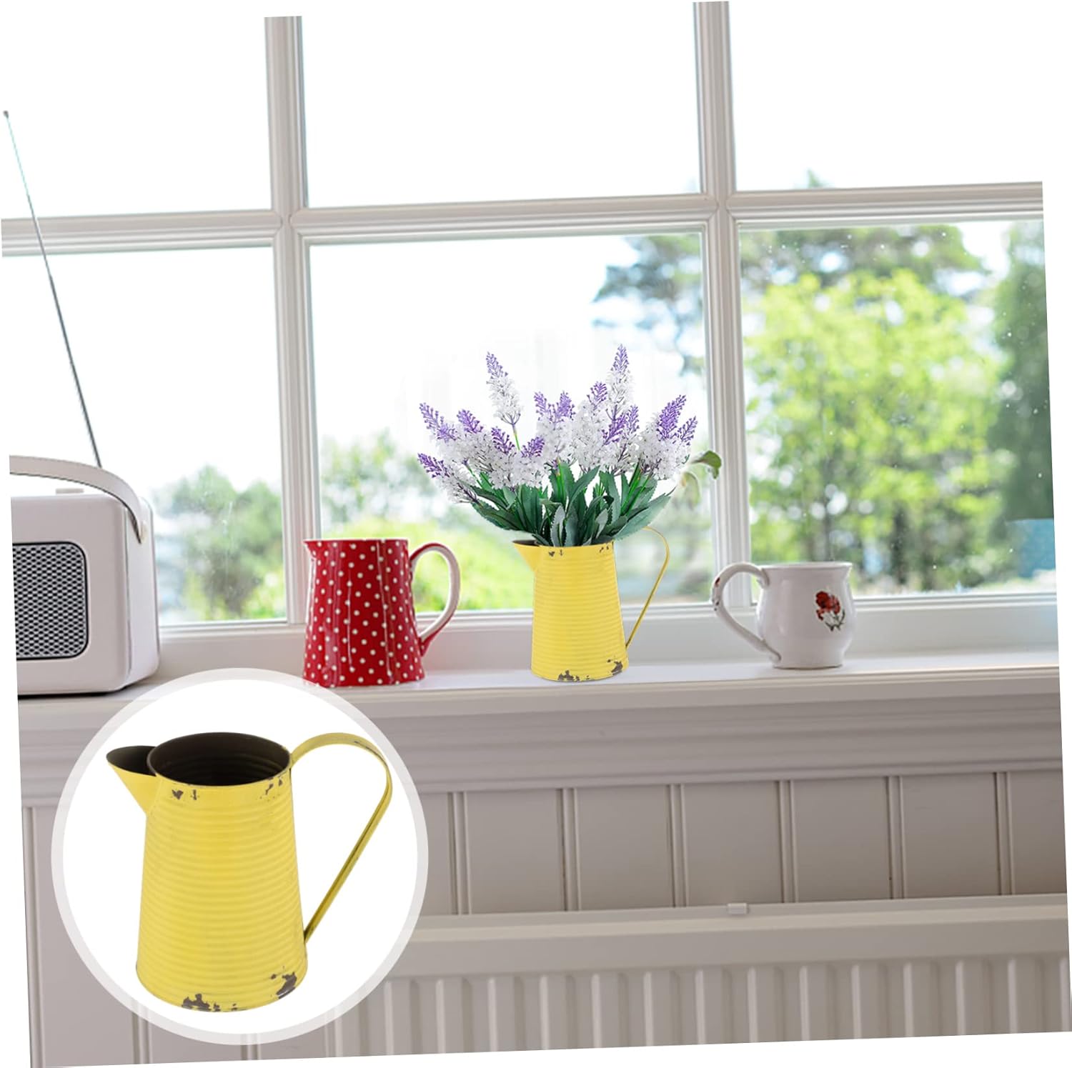 Balacoo Vintage Iron Flower Vase Rustic Metal Pitcher Pot for Home Decor