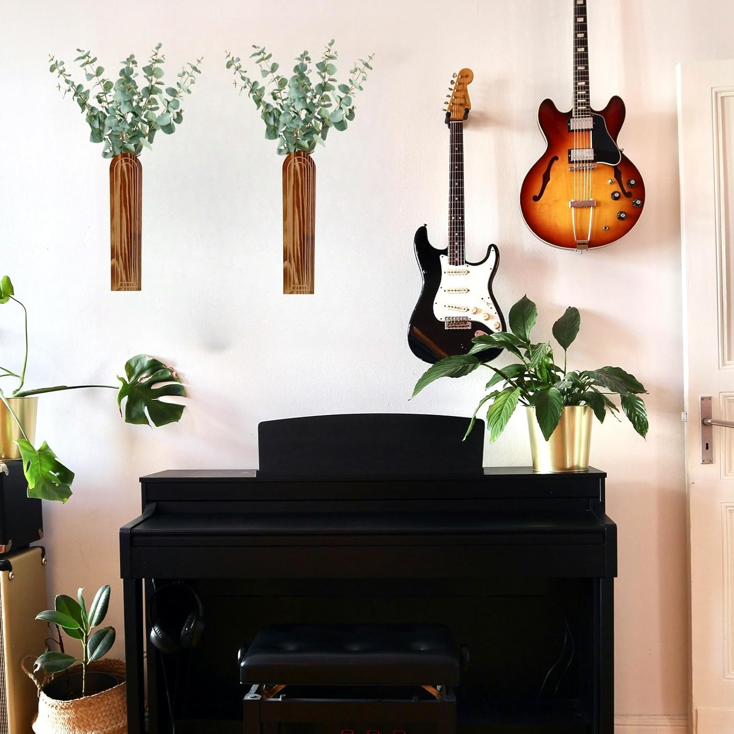 Wood Wall Vase Set of 3 for Dried Flowers and Faux Greenery